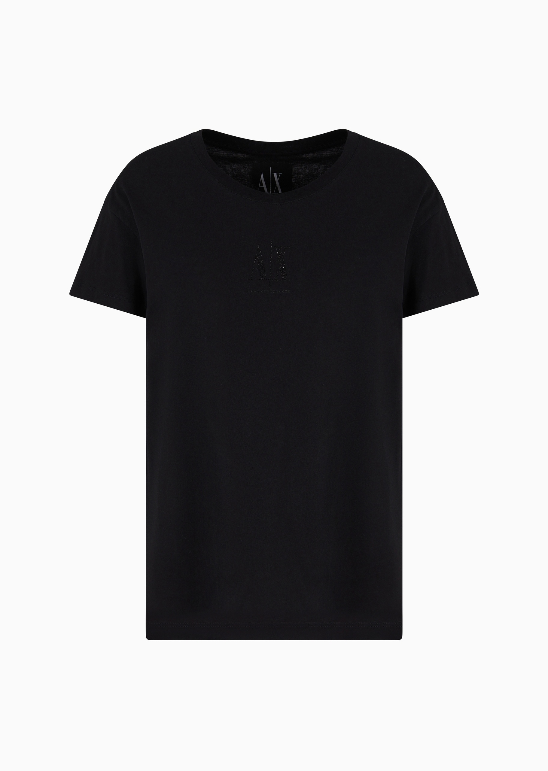ARMANI EXCHANGE 女士全棉宽松短袖圆领水钻徽标T恤