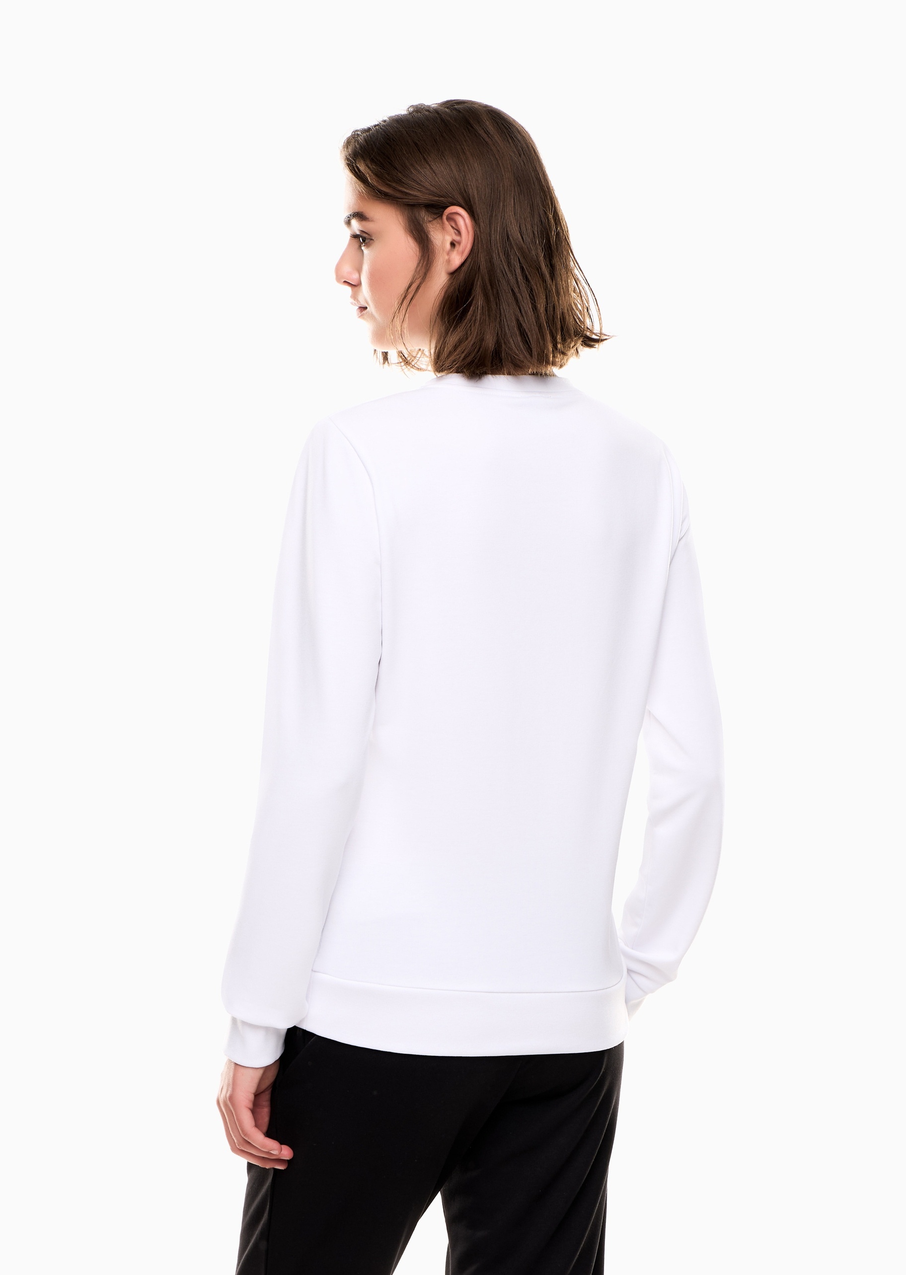 EA7 女士短款运动风慵懒风圆领休闲套头卫衣