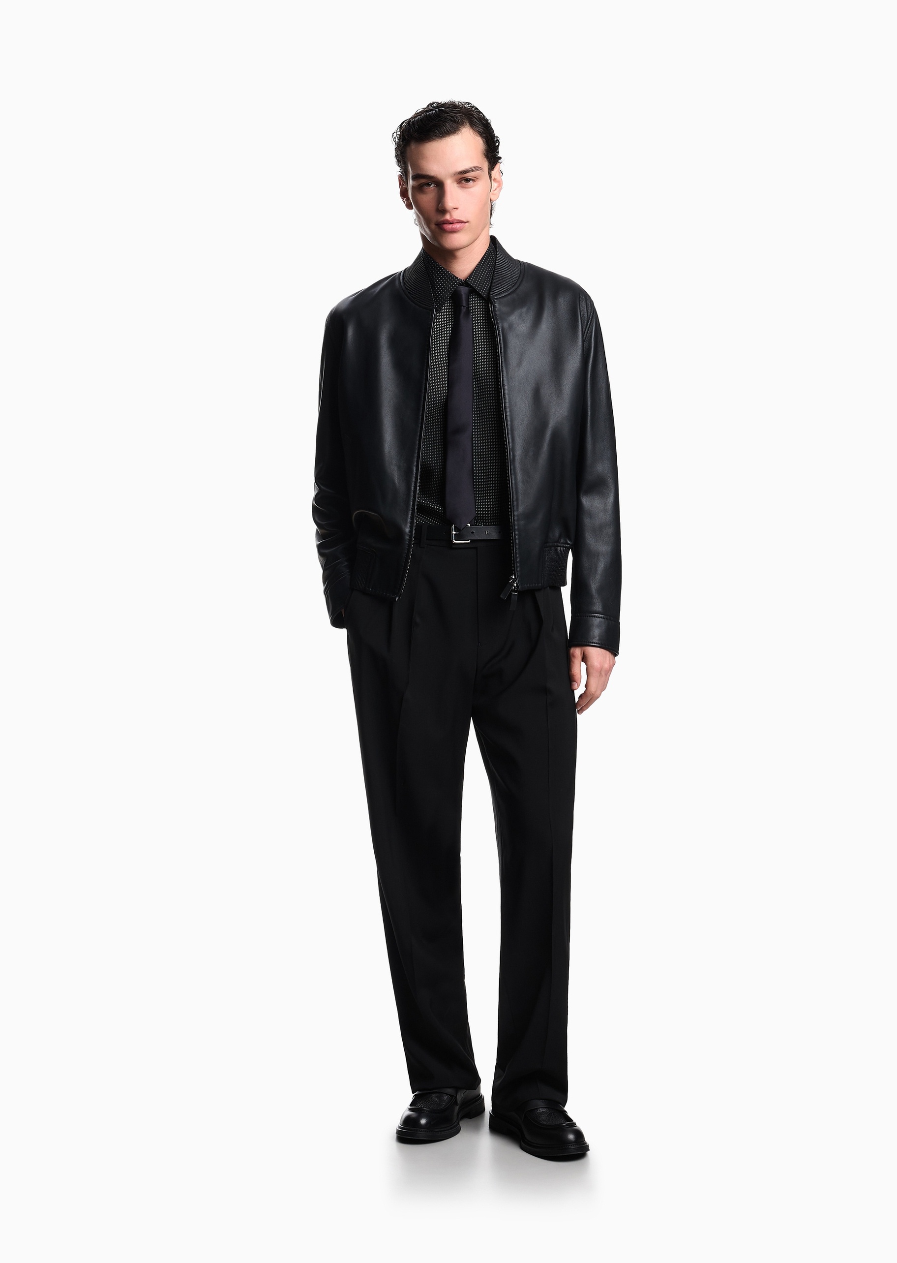 Emporio Armani 男士莱赛尔长袖翻领满印休闲衬衫