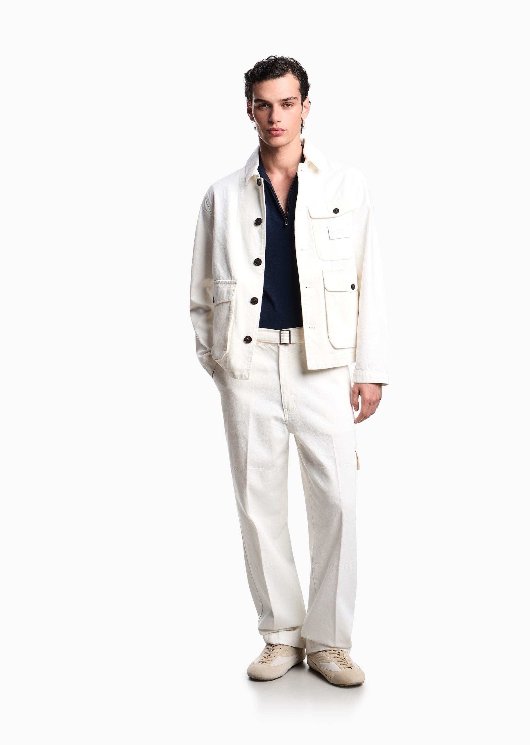 Emporio Armani 男士短袖Polo领半拉链针织衫