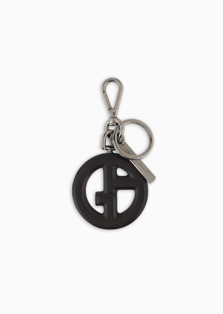 Giorgio Armani 男士秀场同款羊皮革镂空LOGO吊坠钥匙扣