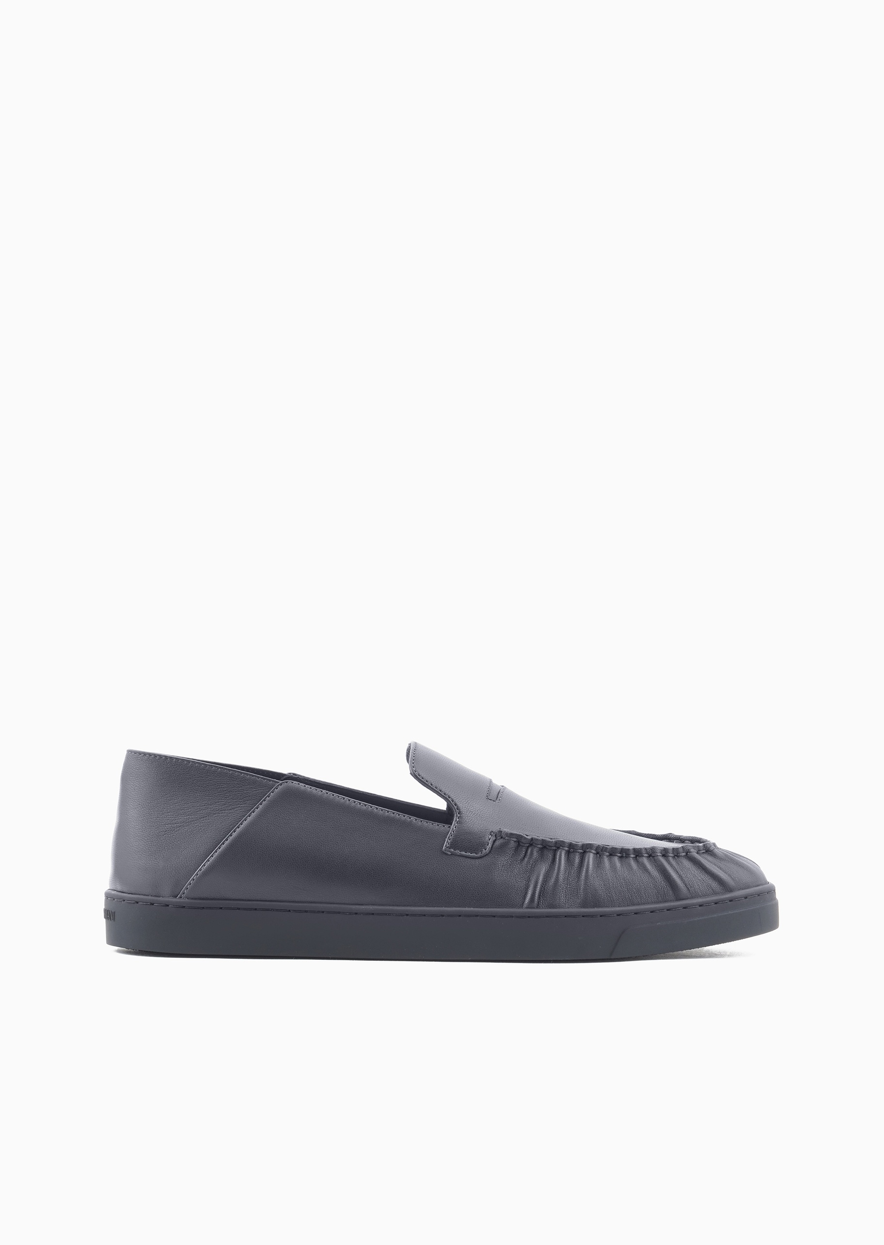 Giorgio Armani 男士羊皮革一脚蹬低帮捏褶休闲乐福鞋