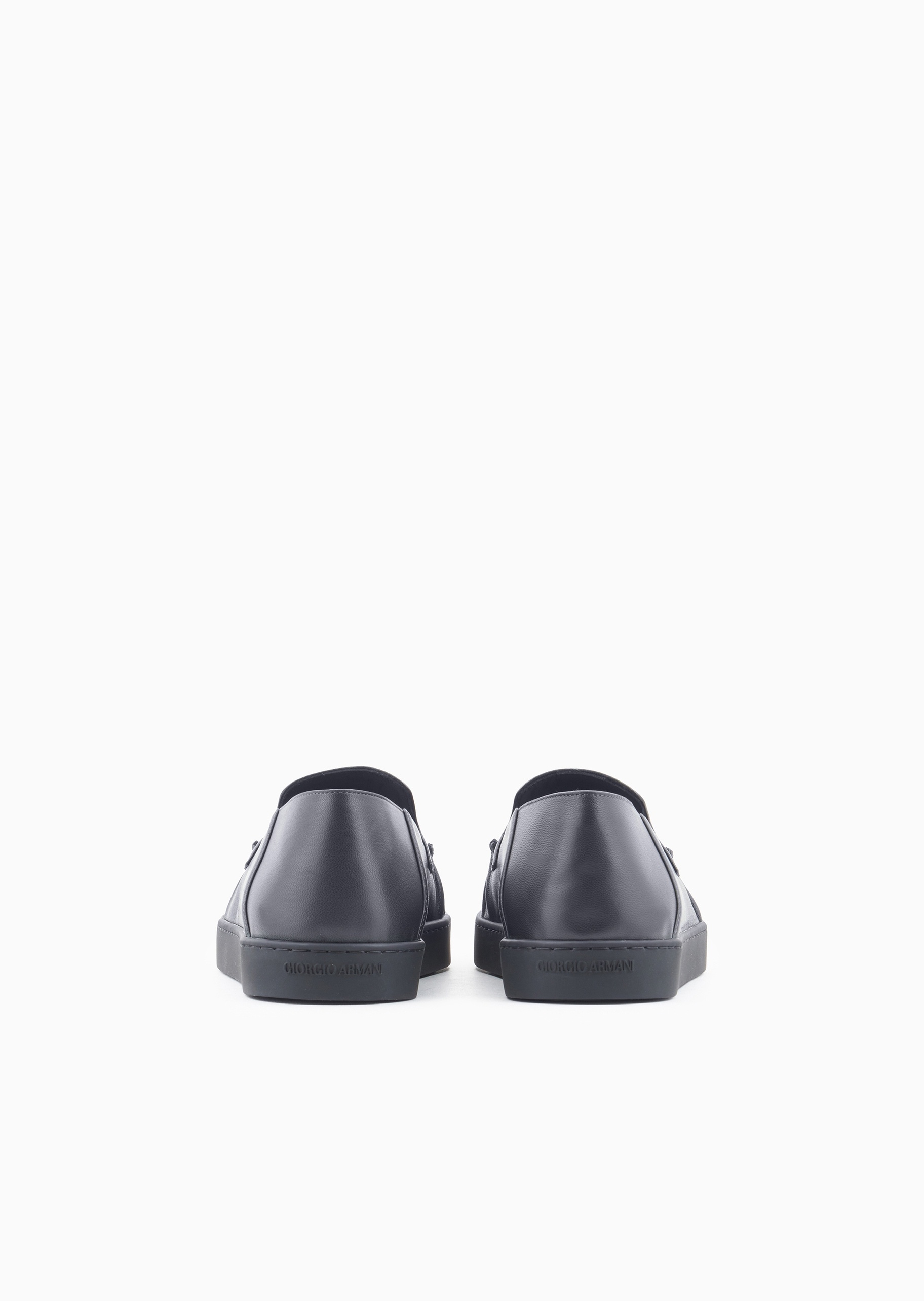 Giorgio Armani 男士羊皮革一脚蹬低帮捏褶休闲乐福鞋