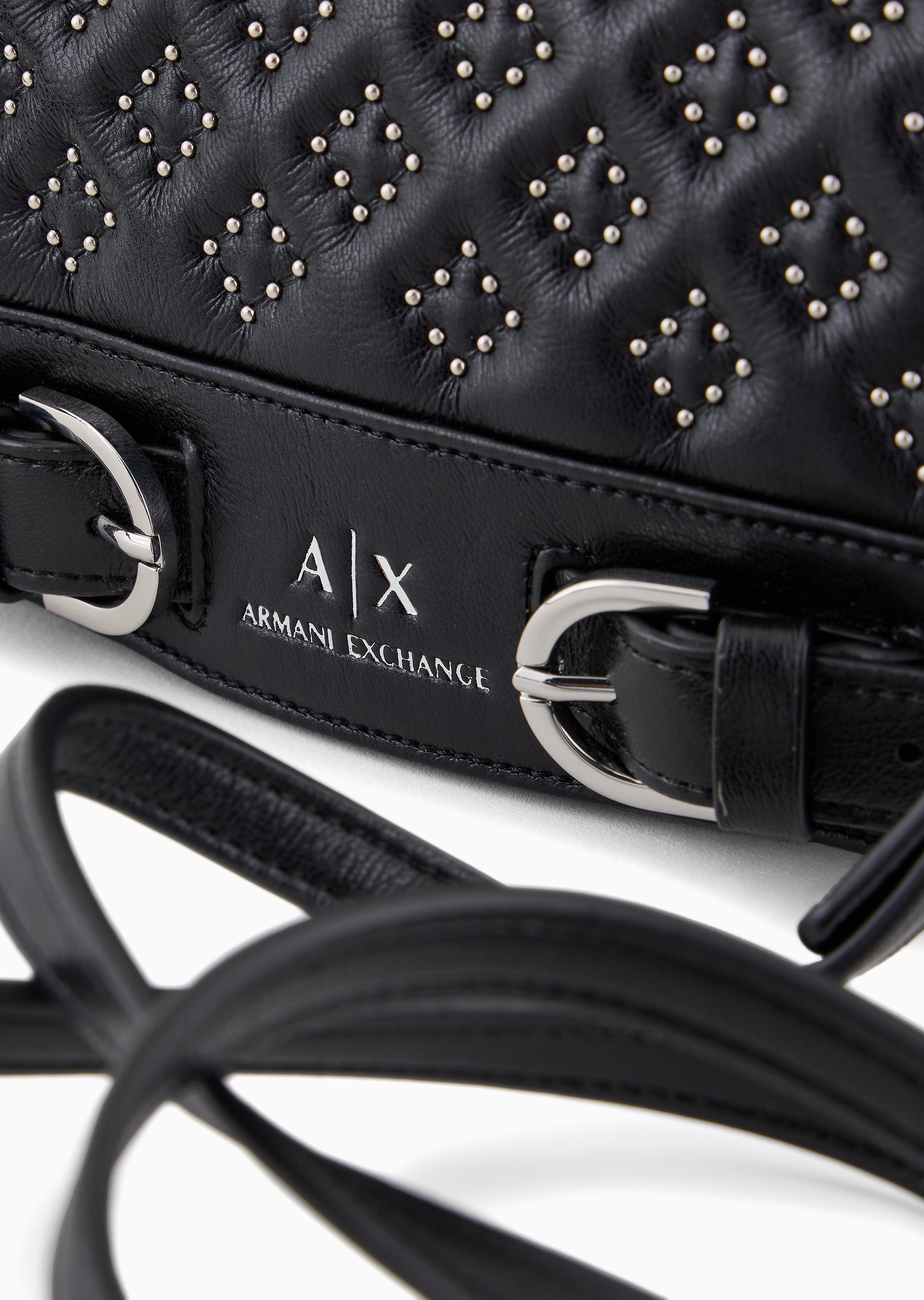 ARMANI EXCHANGE 女士翻盖可拆肩带铆钉装饰单肩斜挎迷你包