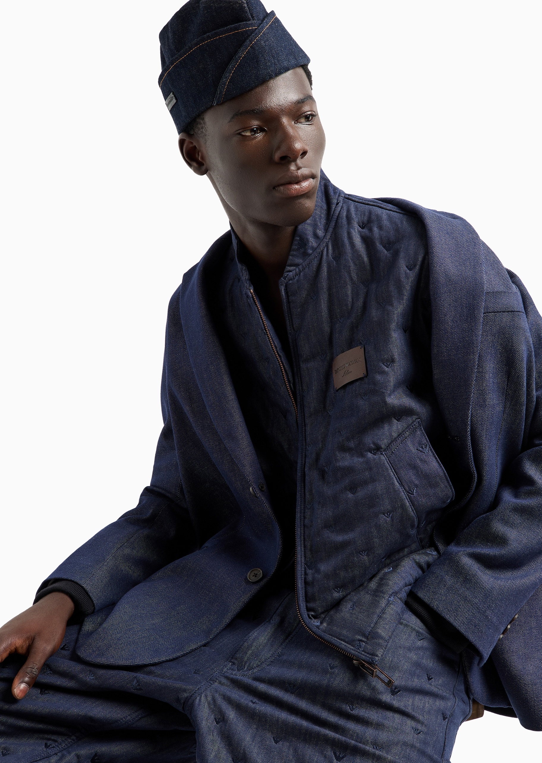 Emporio Armani 男士棉质平驳领单排扣休闲牛仔西装外套