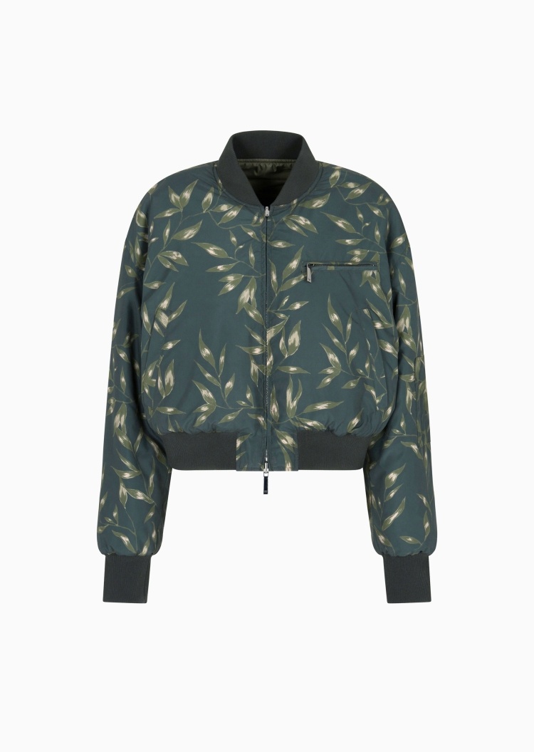 Emporio Armani 【预售】女士长袖棒球领正反两穿植物印花棉服