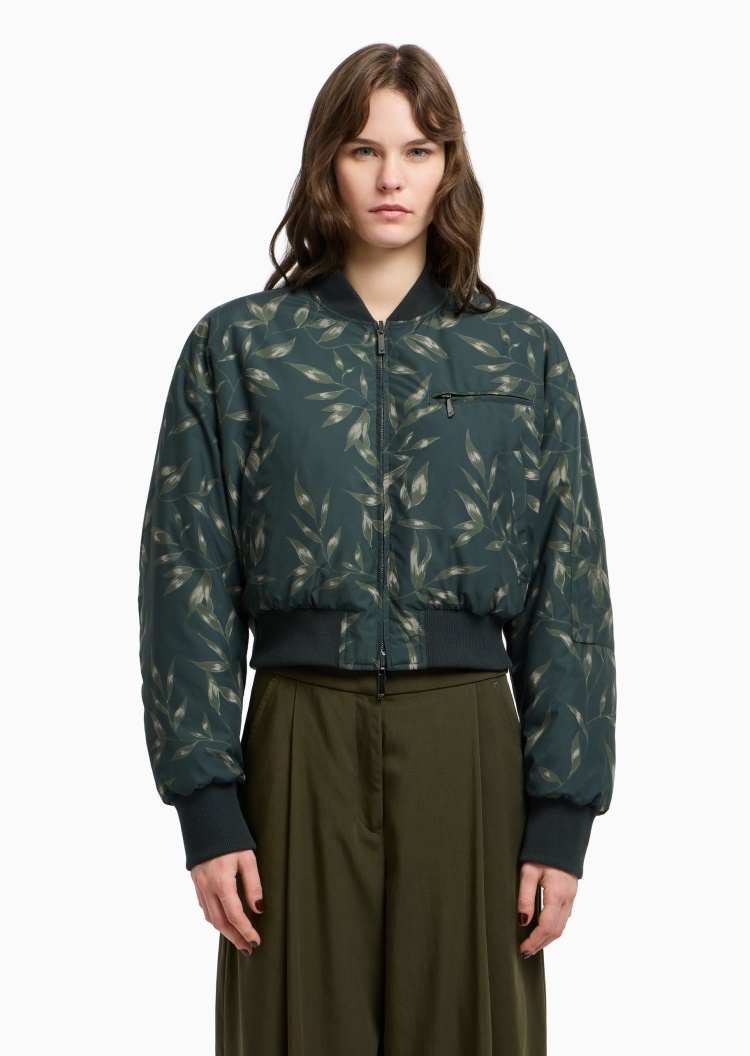 Emporio Armani 【预售】女士长袖棒球领正反两穿植物印花棉服