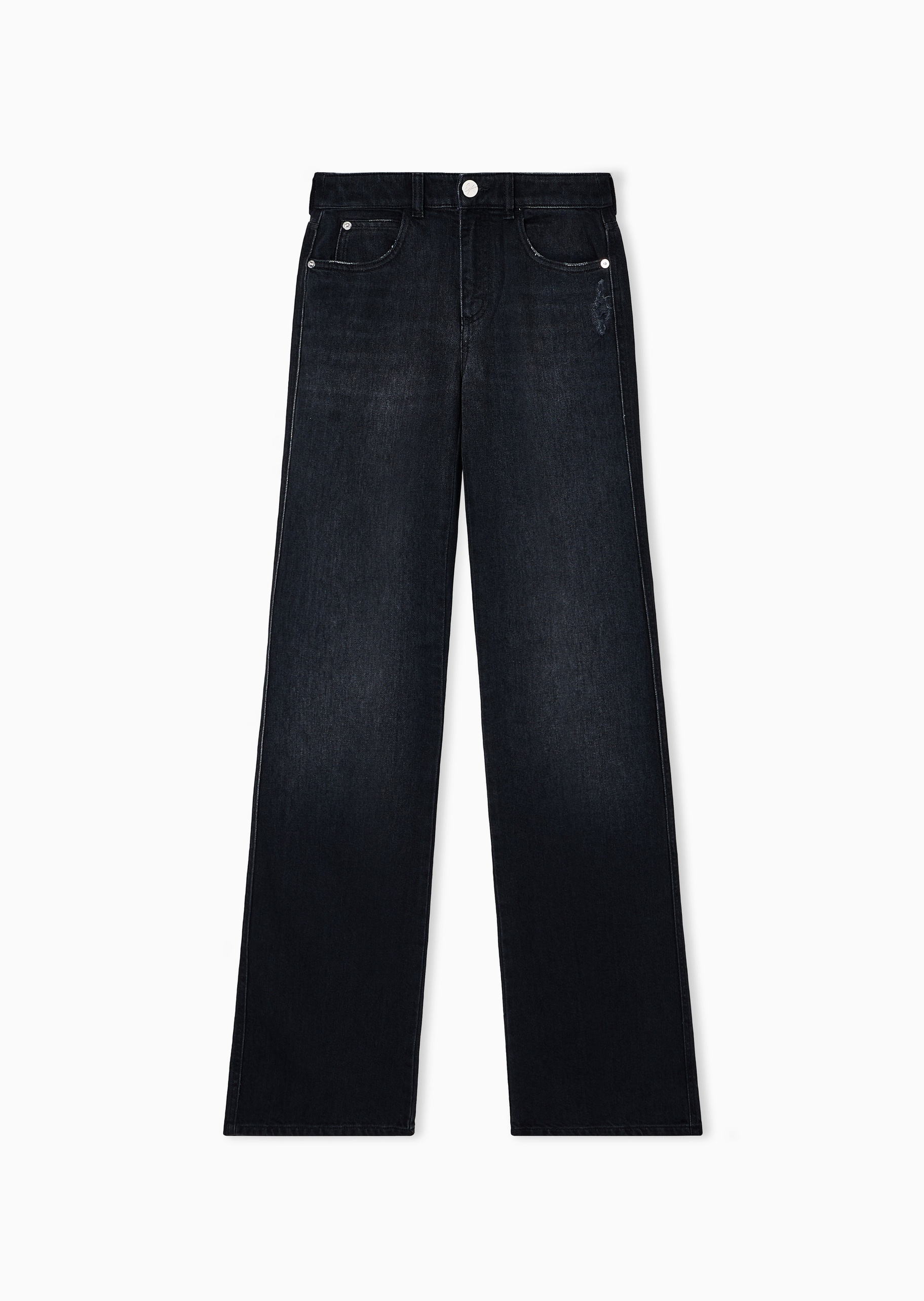 Emporio Armani 女士阔腿复古水洗纯棉休闲牛仔裤
