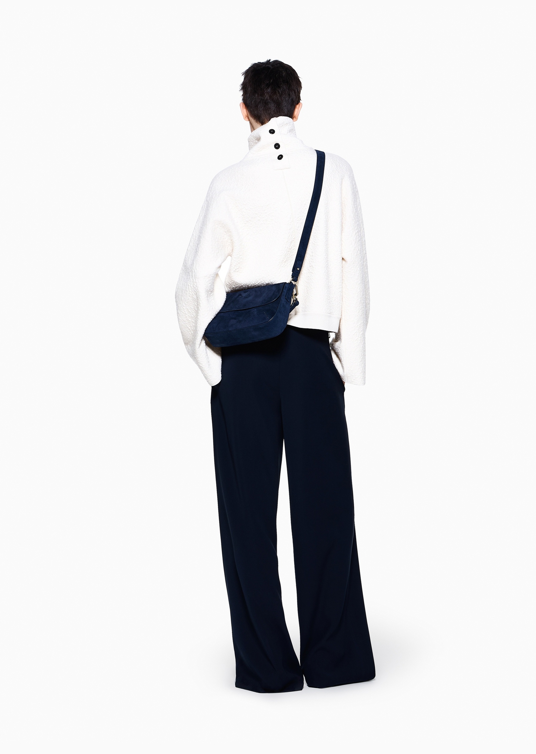 Giorgio Armani 女士宽松长款阔腿垂感纯色休闲裤