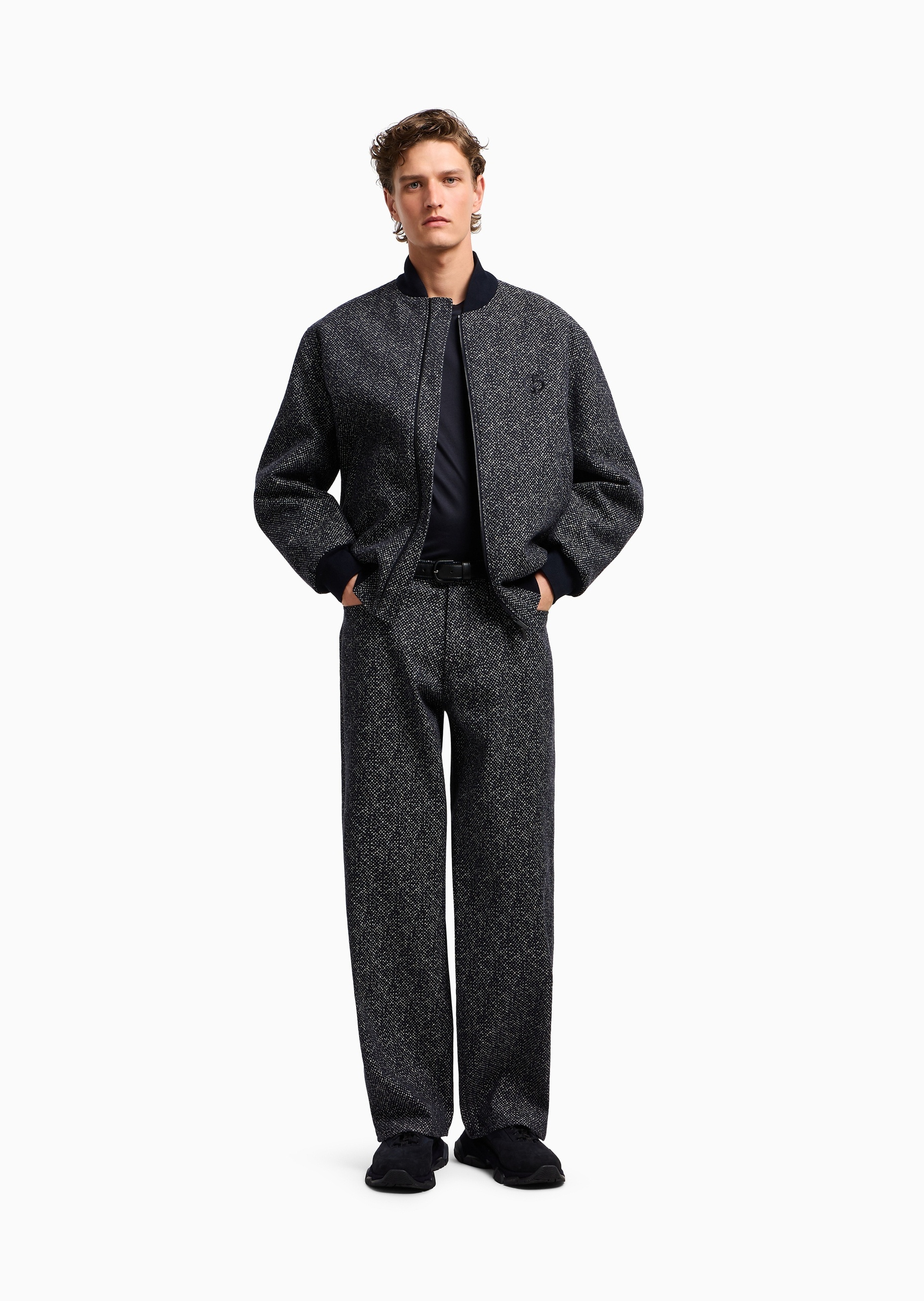 Giorgio Armani 男士纯棉宽松短袖圆领刺绣标识T恤