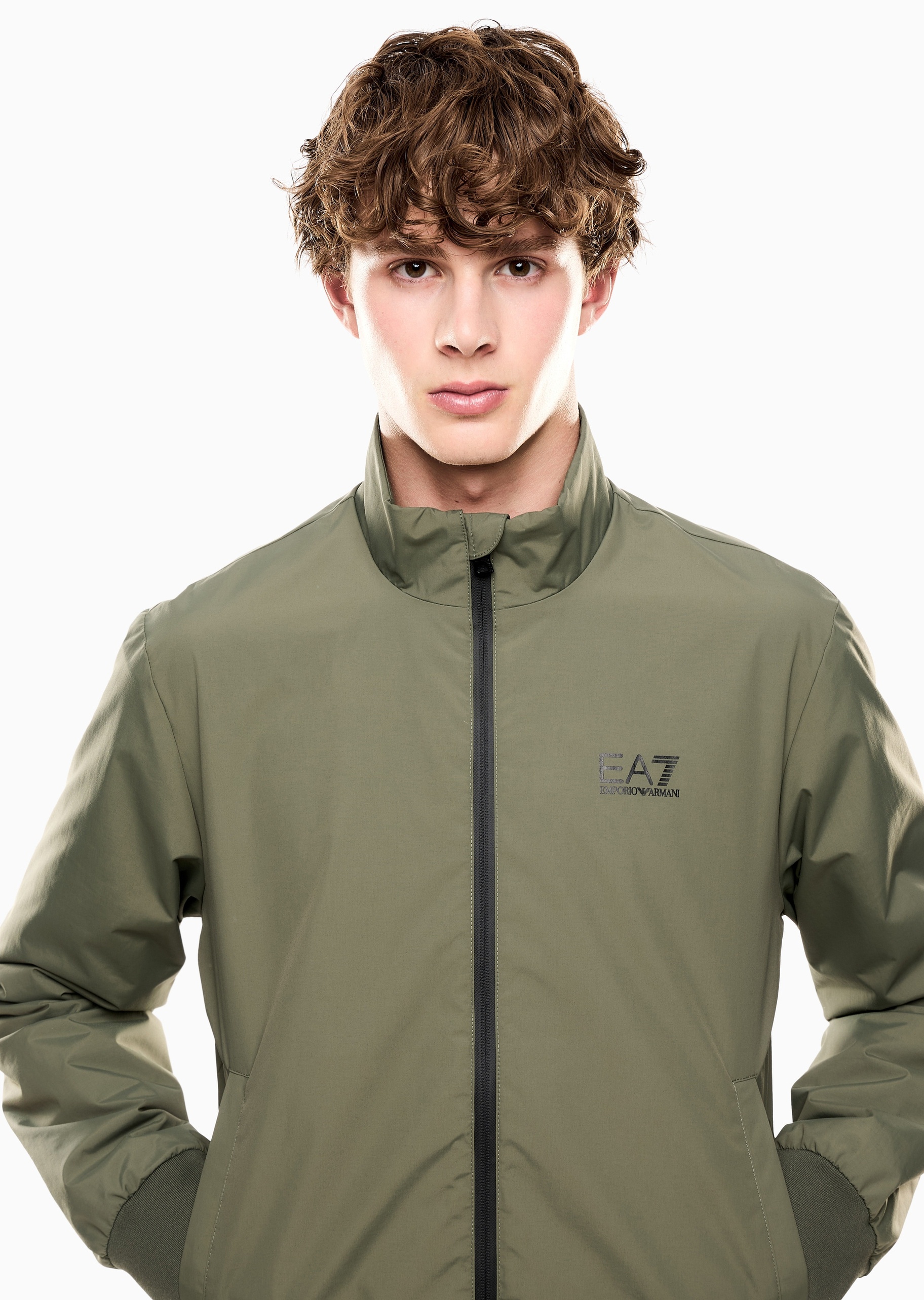 EA7 男士立领轻薄印花工装夹克棉服外套