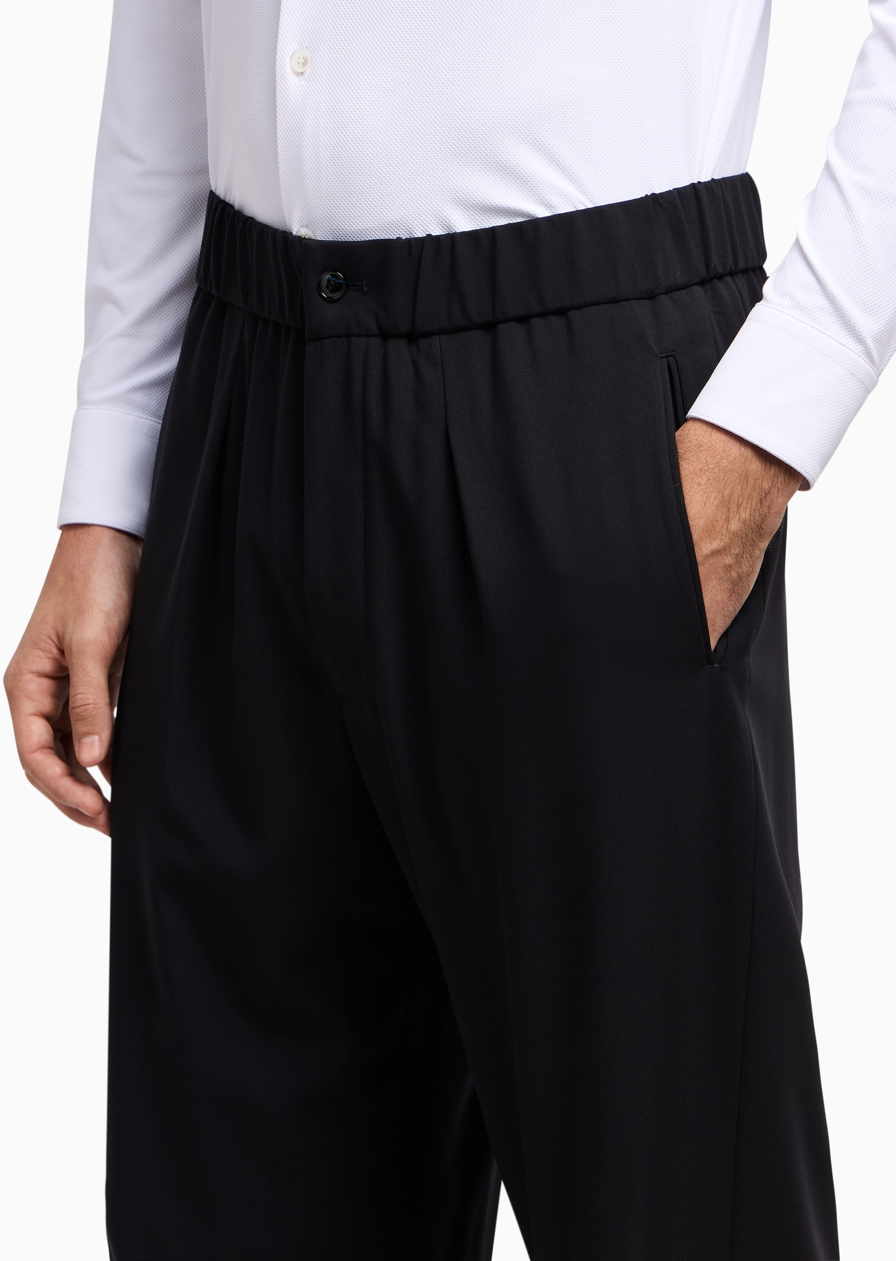 Giorgio Armani 胡歌同款男士全绵羊毛直筒秀场同款休闲裤