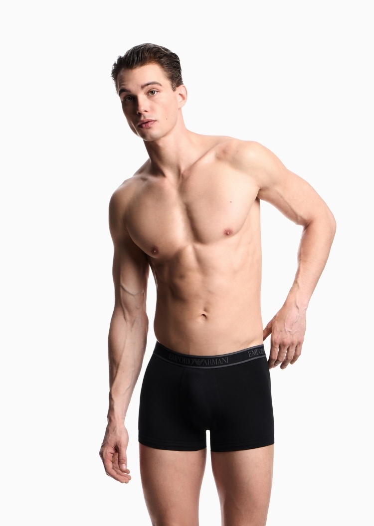 Emporio Armani 男士纯棉弹力平角三条装礼物轻奢内裤套装