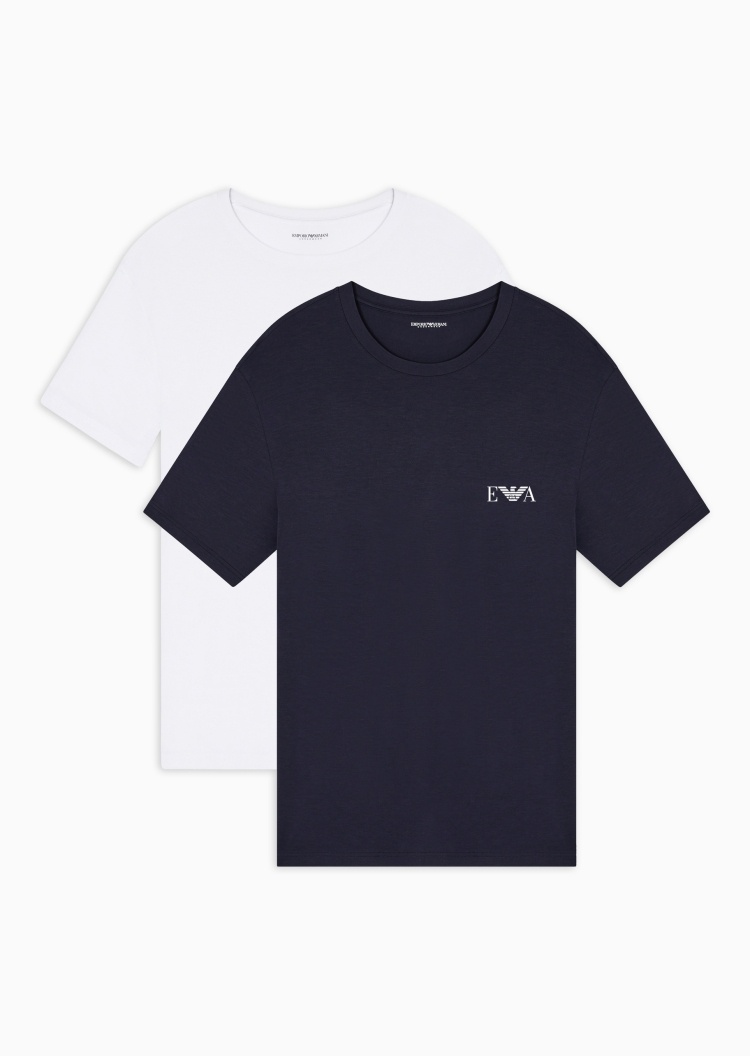 Emporio Armani 男士纯棉弹力短袖圆领印花家居T恤套装