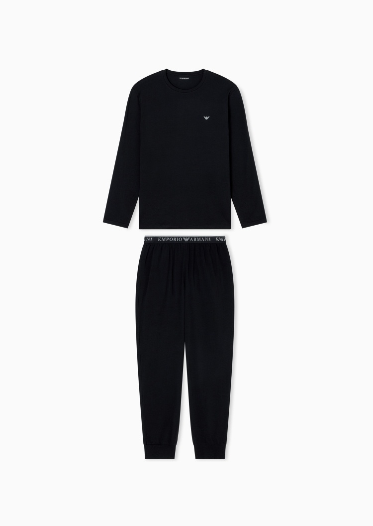 Emporio Armani 男士纯棉弹力长袖T恤长裤家居套装