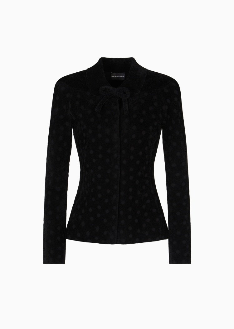 Emporio Armani 女士修身长袖波点提花蝴蝶结西装外套