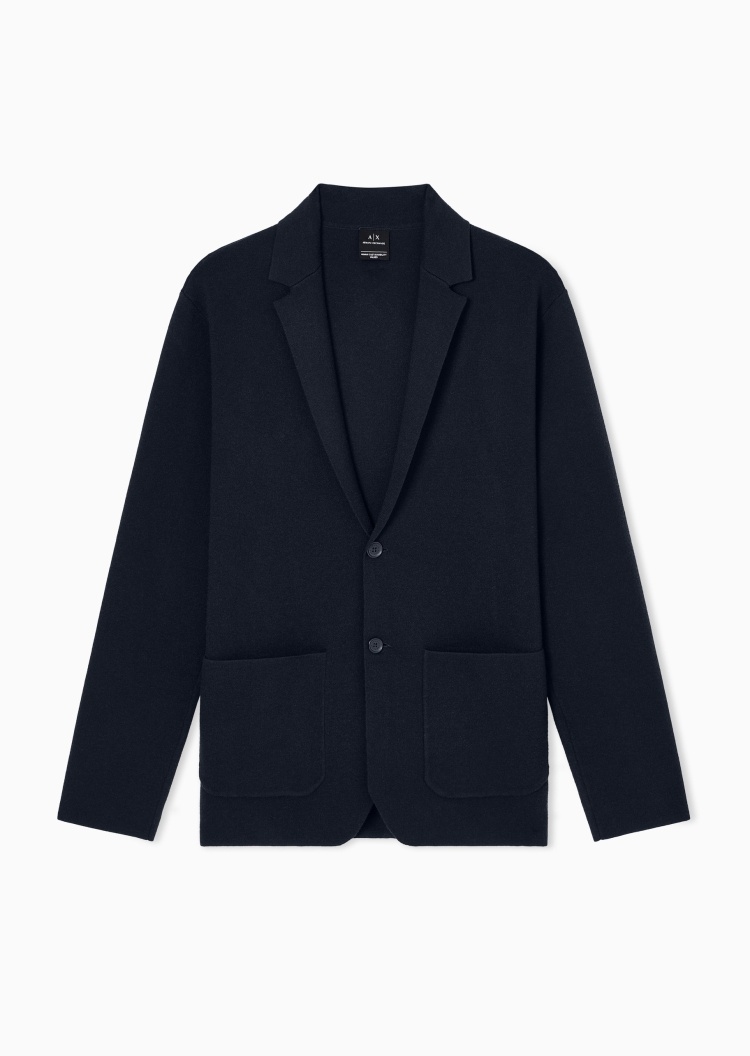 ARMANI EXCHANGE 男士长袖平驳领单排扣纯色西装外套