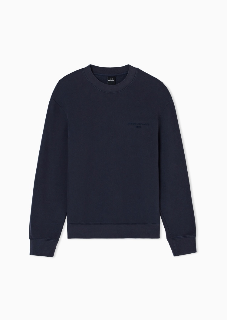 ARMANI EXCHANGE 男士套头宽松运动风重磅情侣圆领卫衣