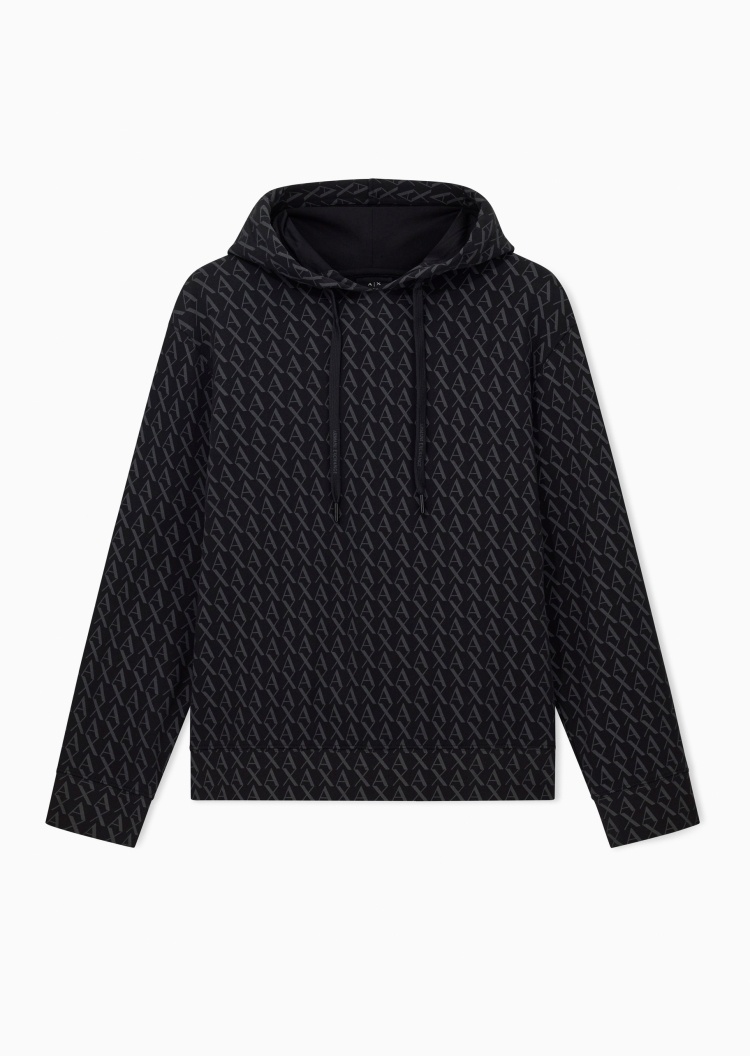 ARMANI EXCHANGE 男士连帽套头宽松印花情侣运动风卫衣