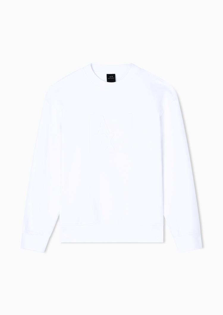 ARMANI EXCHANGE 男士运动风情侣压花落肩套头圆领卫衣