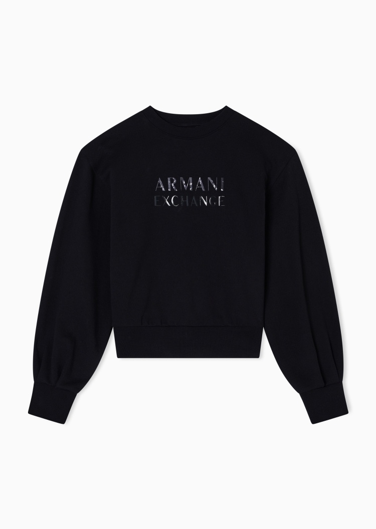 ARMANI EXCHANGE 女士套头宽松短款重磅运动风圆领卫衣
