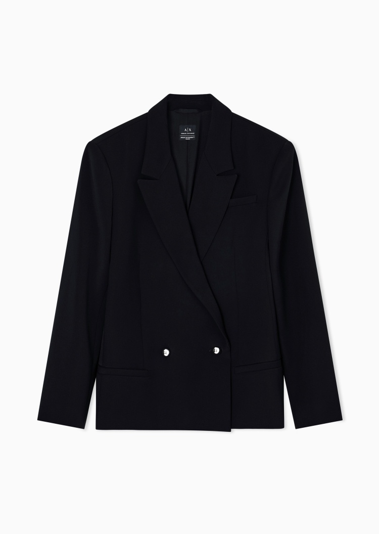 ARMANI EXCHANGE 女士长袖平驳领双排扣纯色西装外套