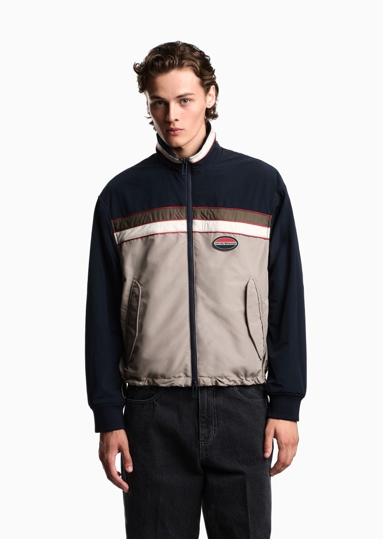 Emporio Armani 男士立领哈灵顿双面穿拉链棉服外套