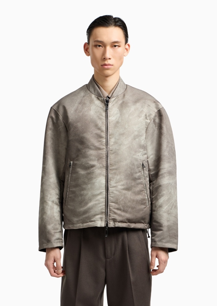 Emporio Armani 男士短款长袖棒球领双面两穿拉链棉服