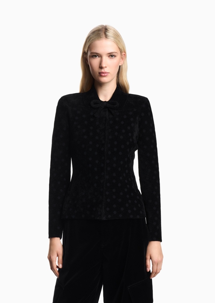 Emporio Armani 女士修身长袖波点提花蝴蝶结西装外套