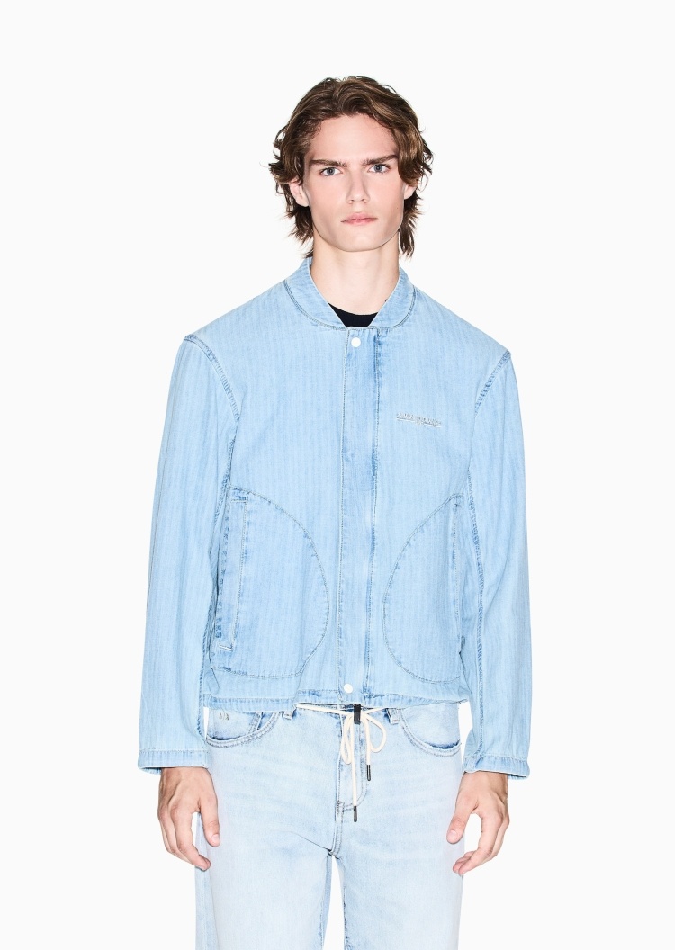 ARMANI EXCHANGE 男士全棉长袖棒球领刺绣标识夹克