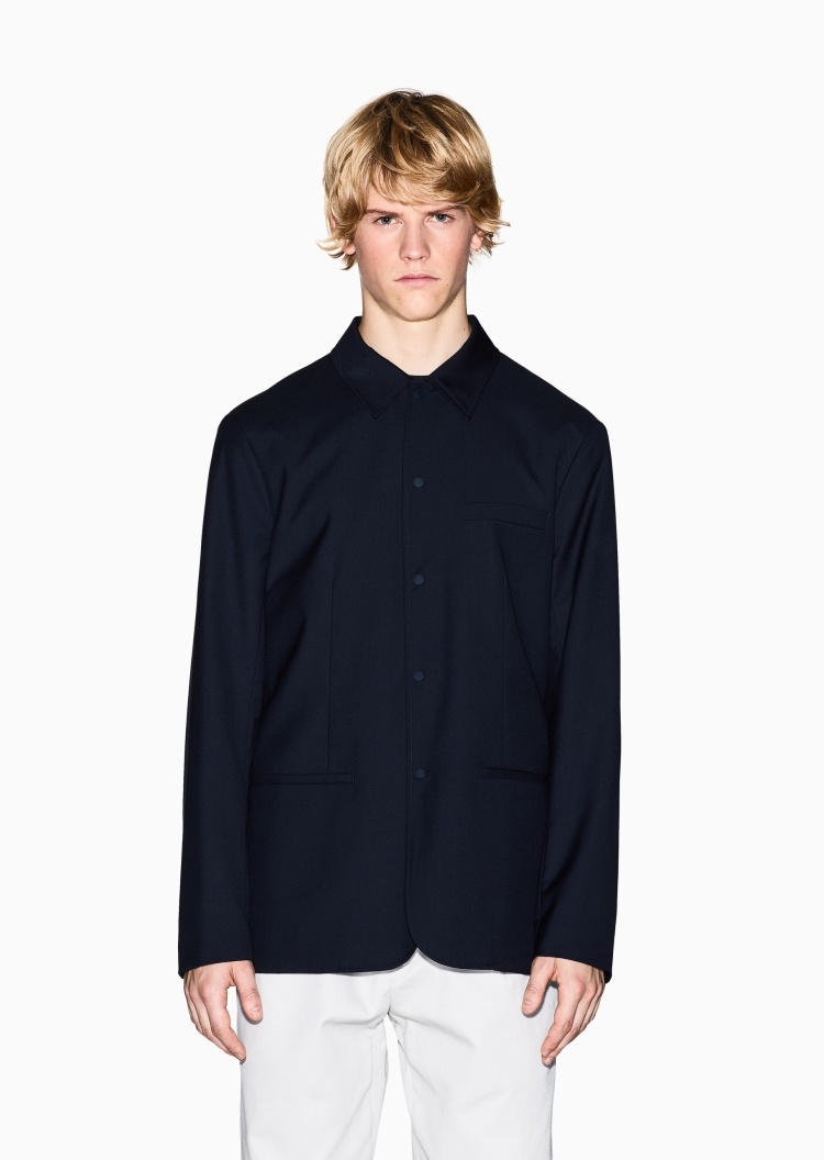 ARMANI EXCHANGE 男士长袖衬衫领单排扣纯色西装外套
