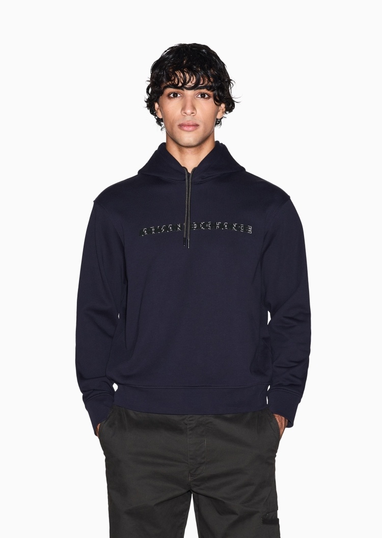 ARMANI EXCHANGE 男士连帽套头宽松重磅运动风印花卫衣