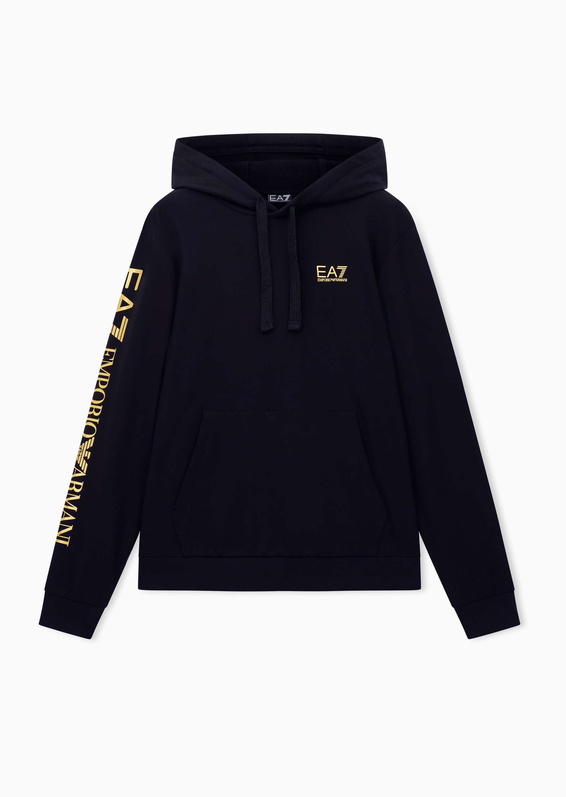 EA7 男士短款运动风毛圈重磅连帽套头卫衣