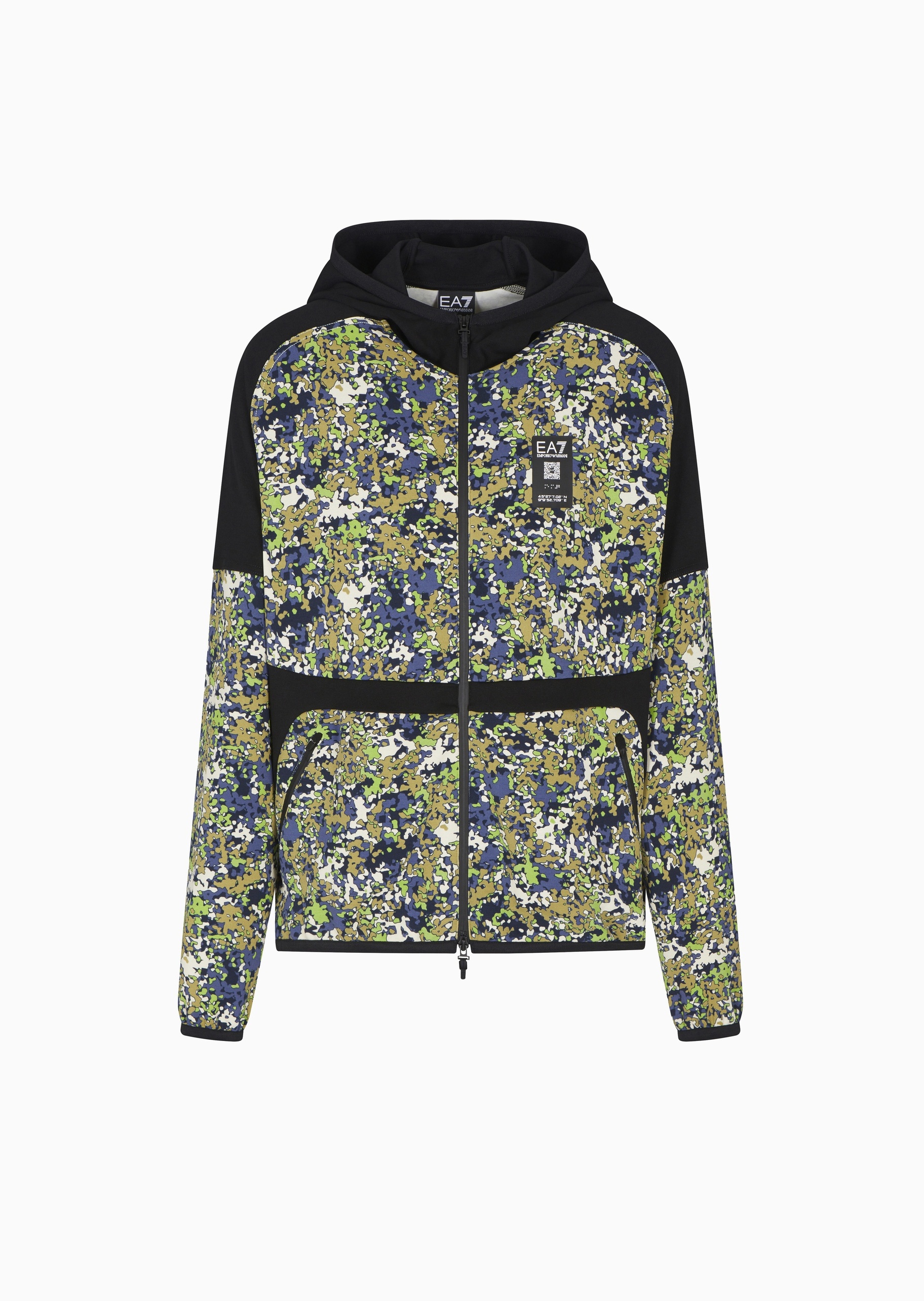 EA7 男士宽松拉链开衫连帽卫衣夹克外套