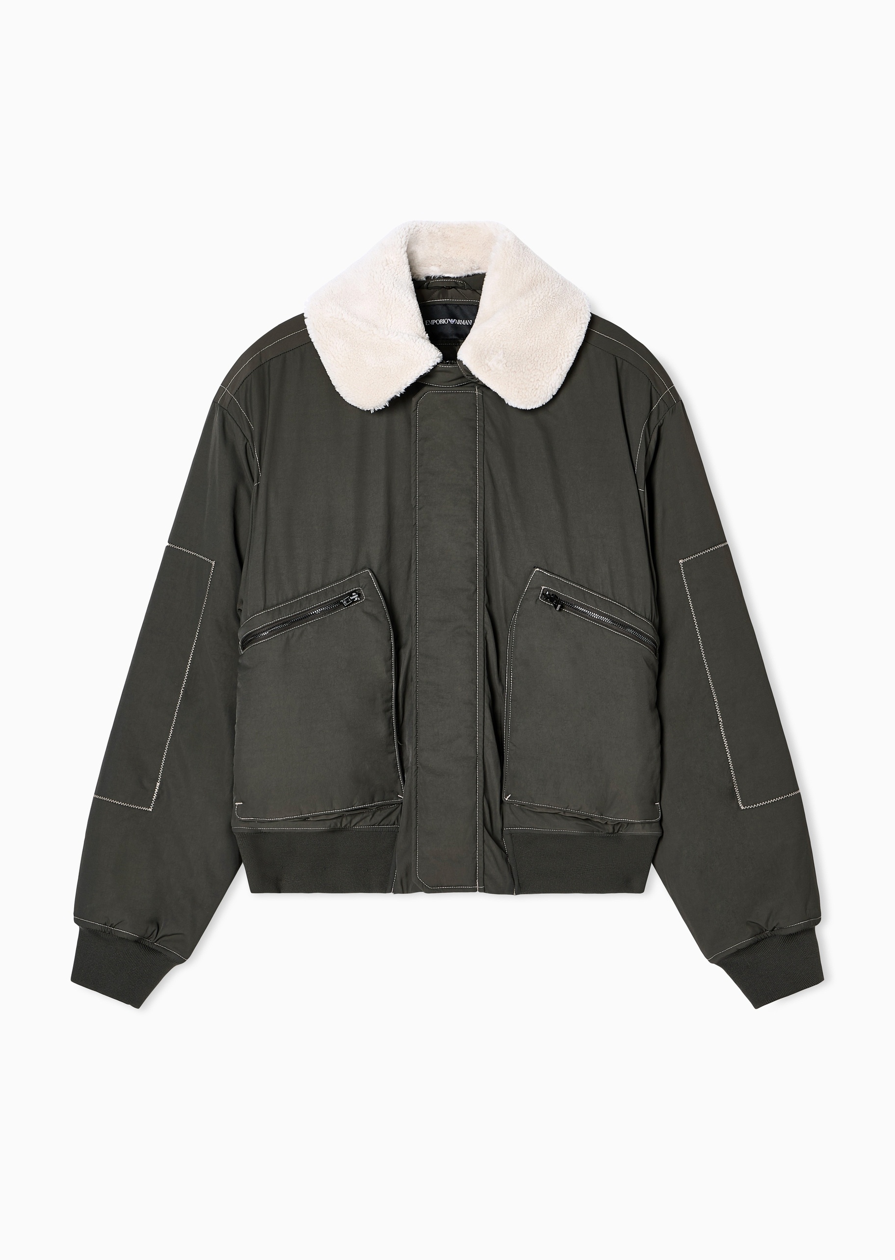 Emporio Armani 男士翻领直身飞行工装夹克棉服外套