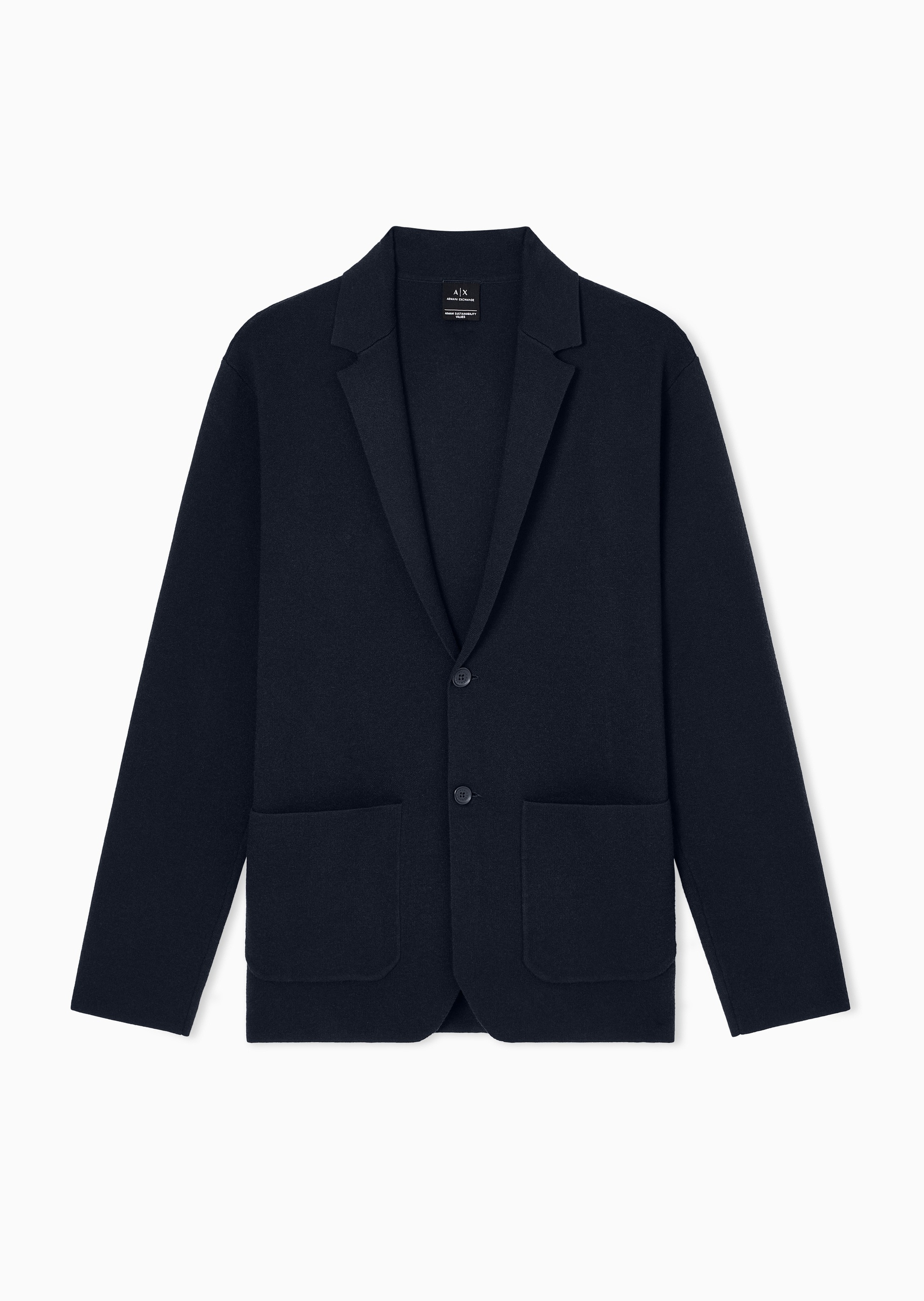 ARMANI EXCHANGE 男士长袖平驳领单排扣纯色西装外套
