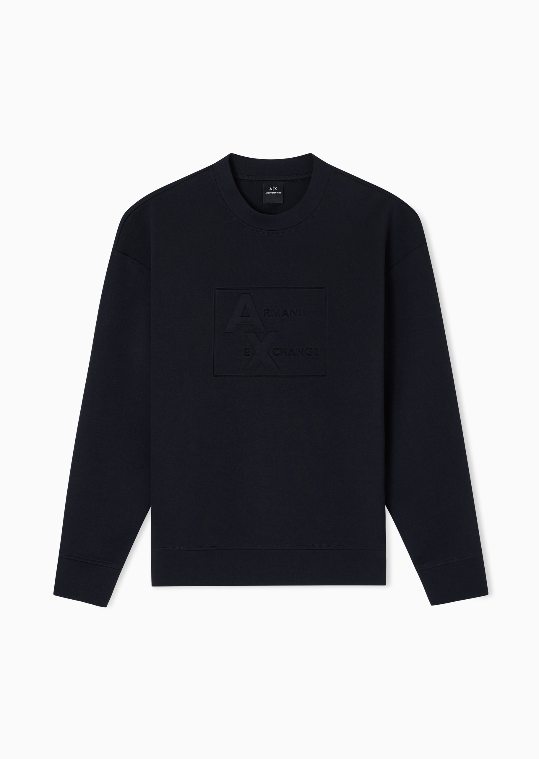 ARMANI EXCHANGE 男士运动风情侣压花落肩套头圆领卫衣