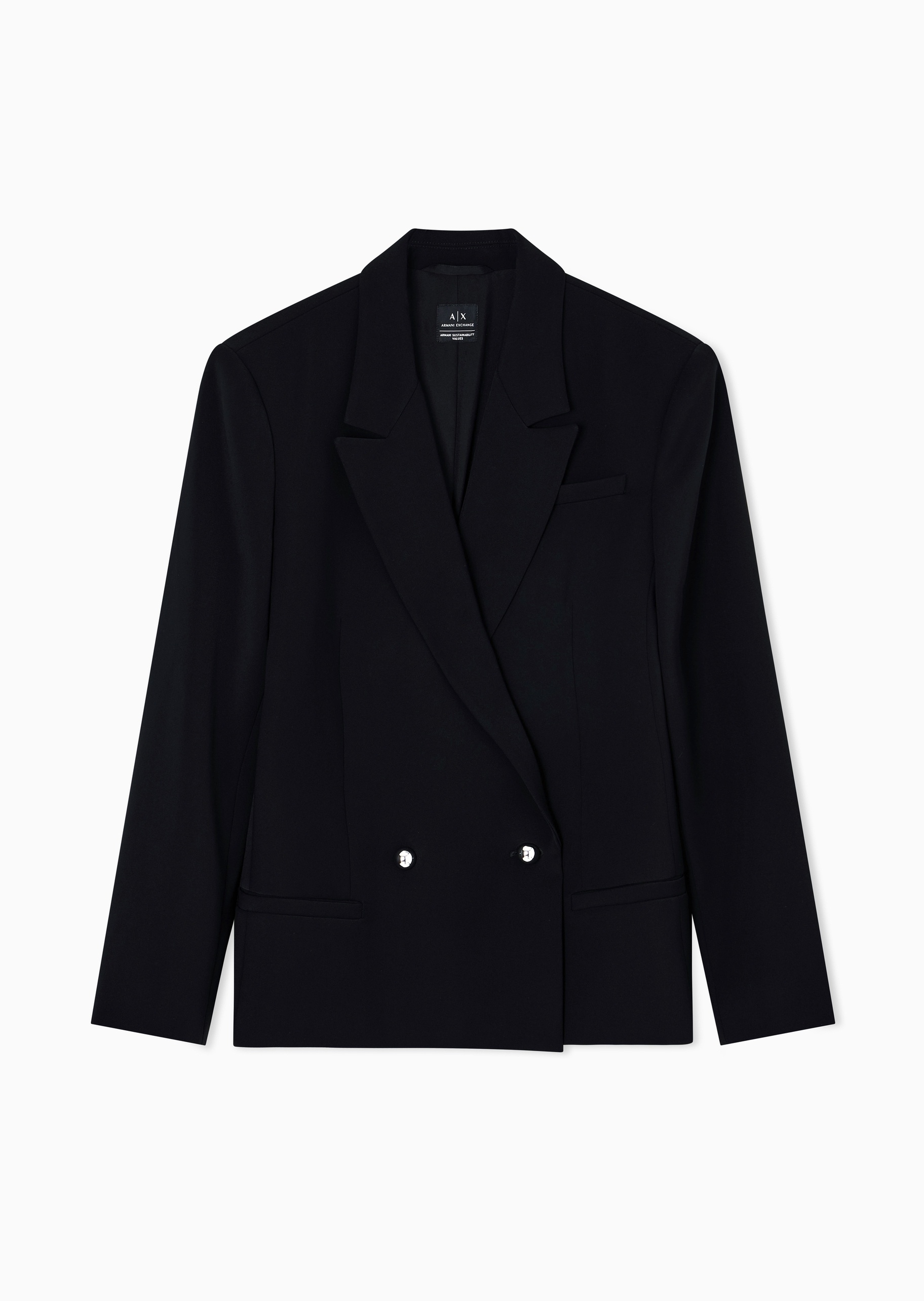 ARMANI EXCHANGE 女士长袖平驳领双排扣纯色西装外套