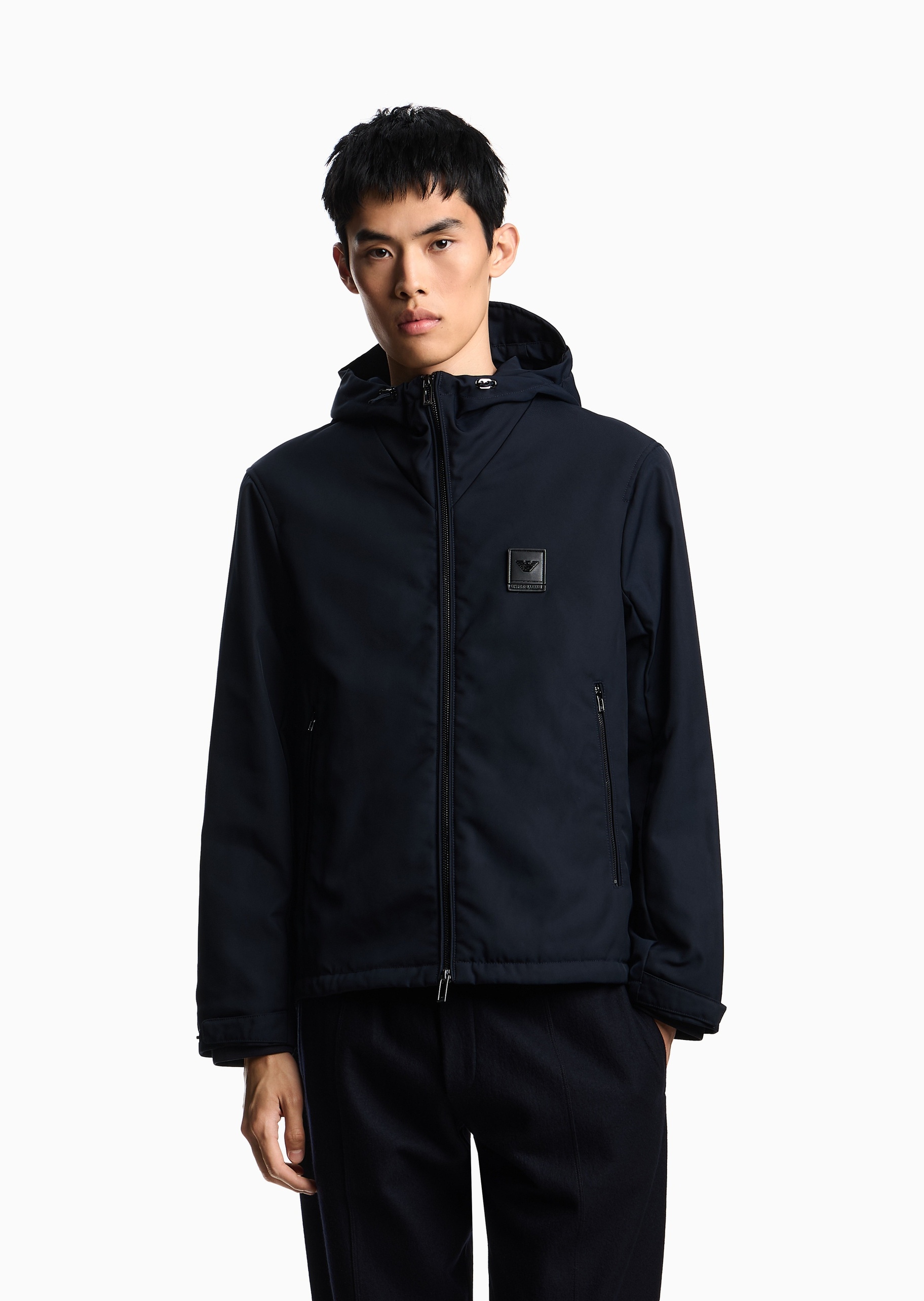 Emporio Armani 男士长袖连帽拉链门襟贴片休闲棉服