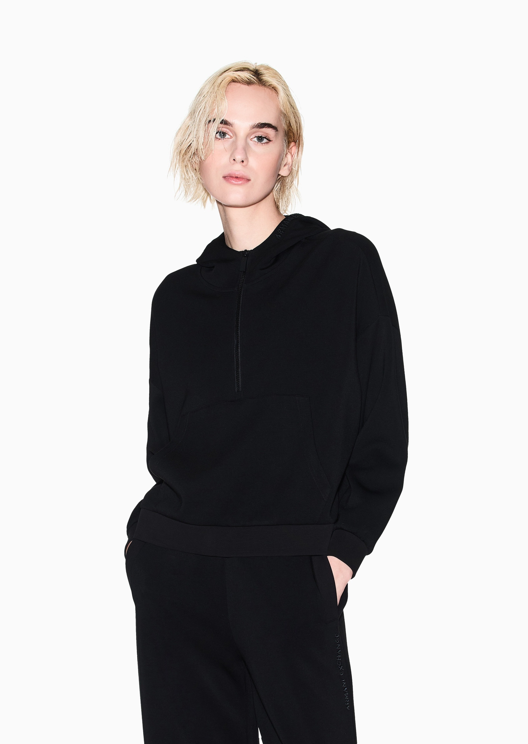 ARMANI EXCHANGE 女士连帽半拉链套头宽松运动风卫衣