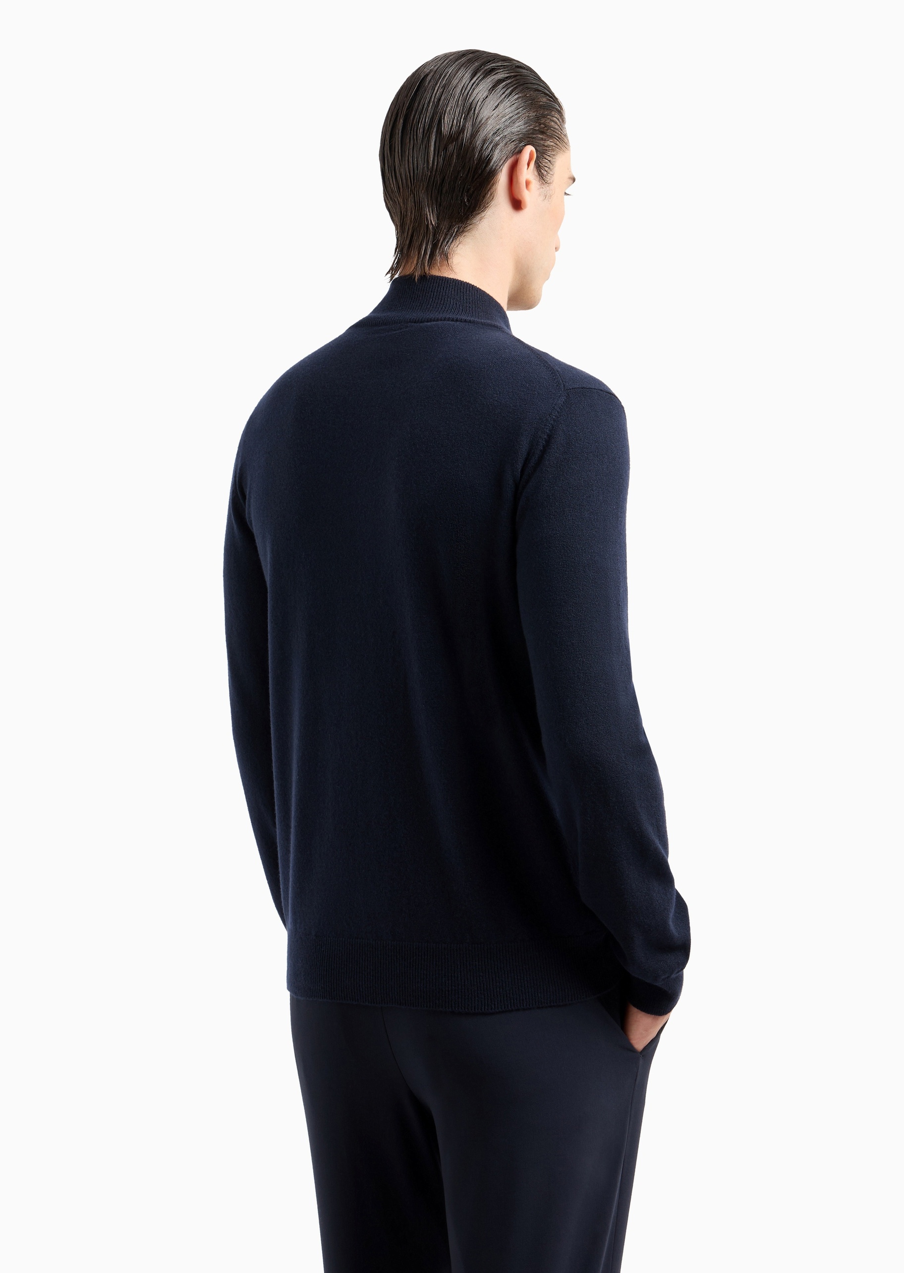 Giorgio Armani 男士山羊绒合身长袖立领针织开衫