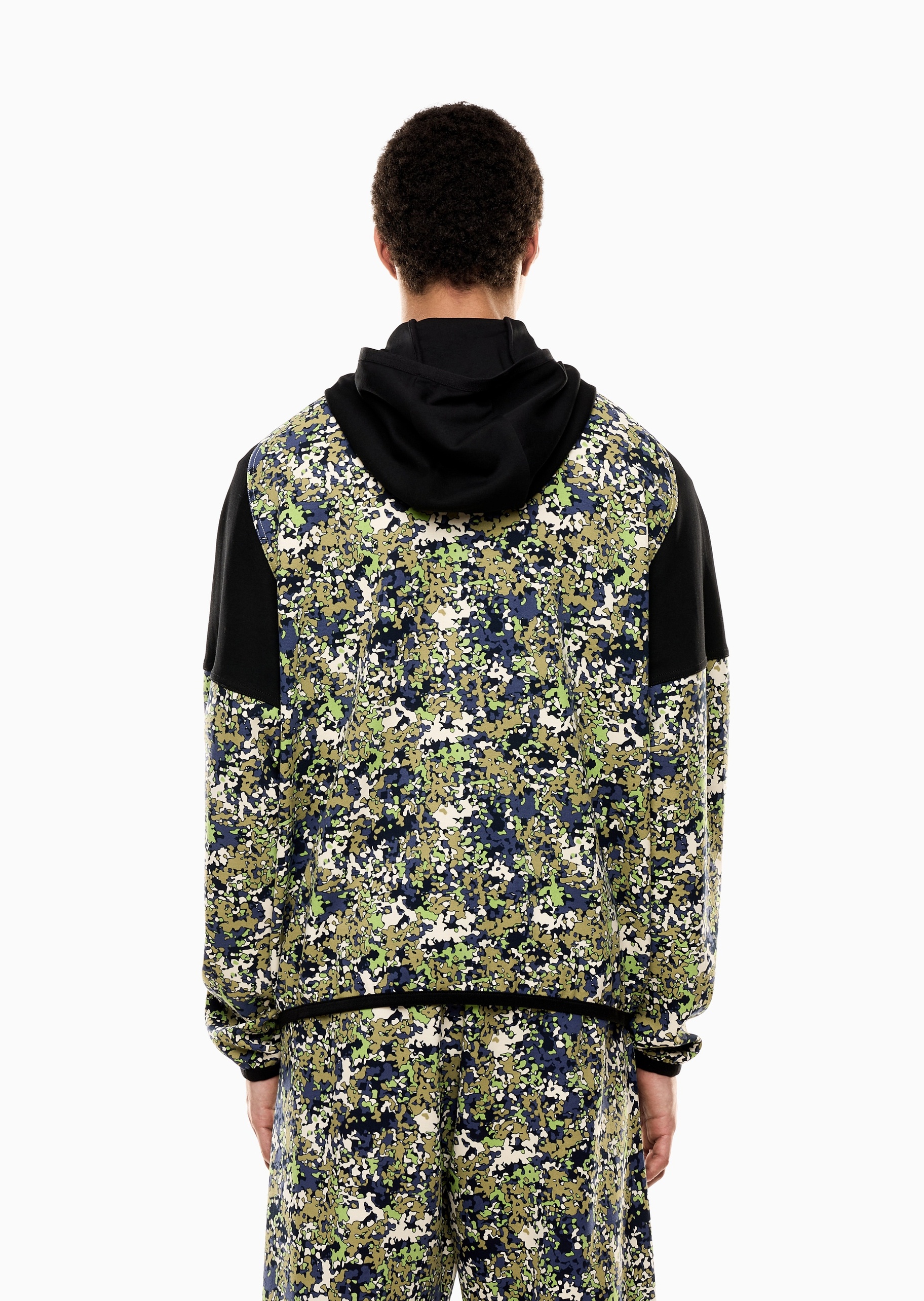 EA7 男士宽松拉链开衫连帽卫衣夹克外套