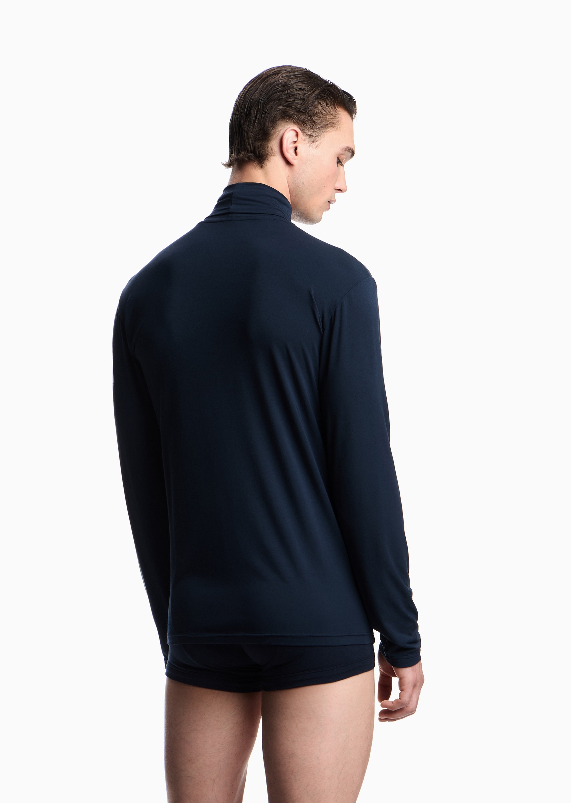 Emporio Armani 男士莫代尔高领打底家居睡衣T恤