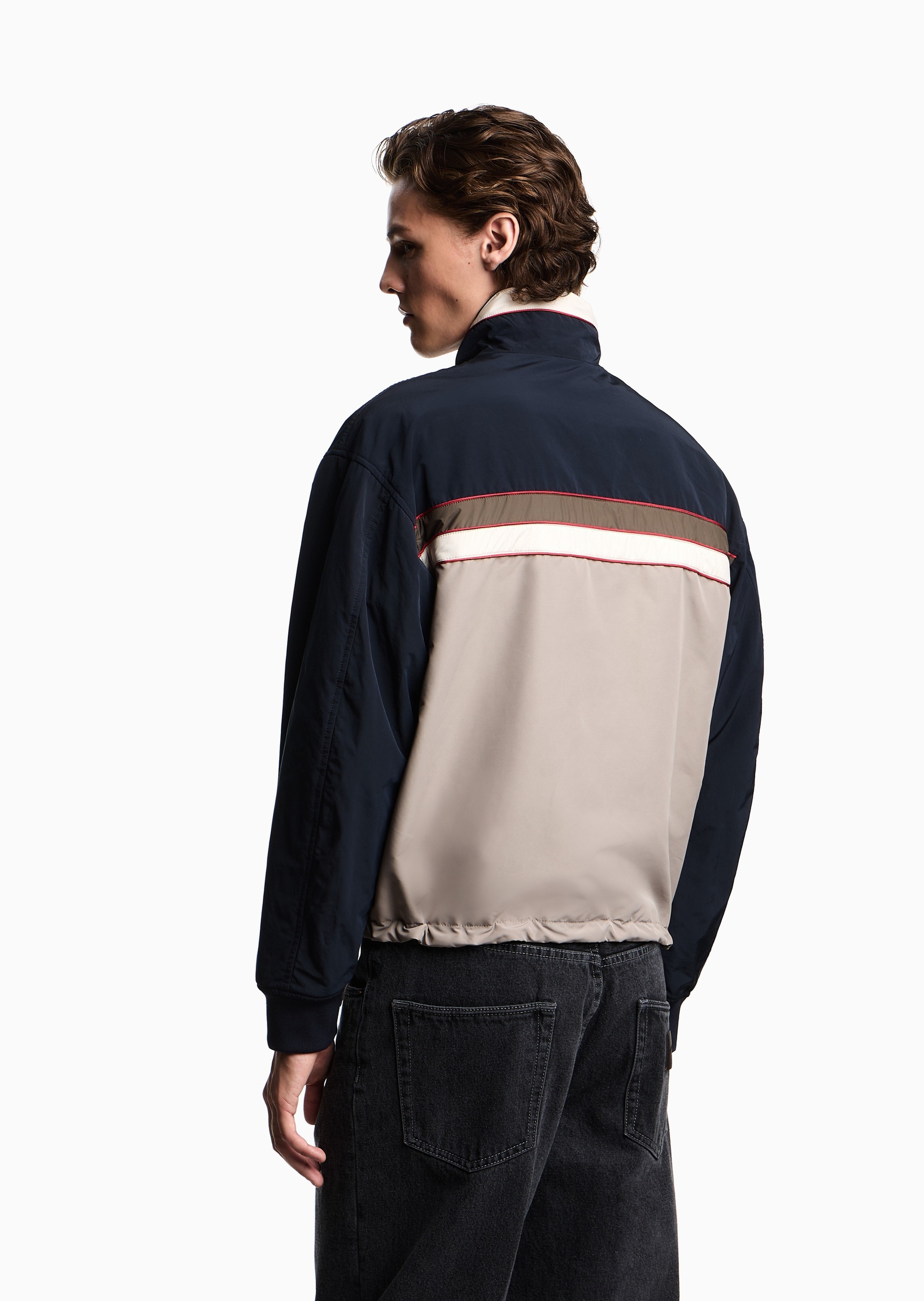 Emporio Armani 男士立领哈灵顿双面穿拉链棉服外套
