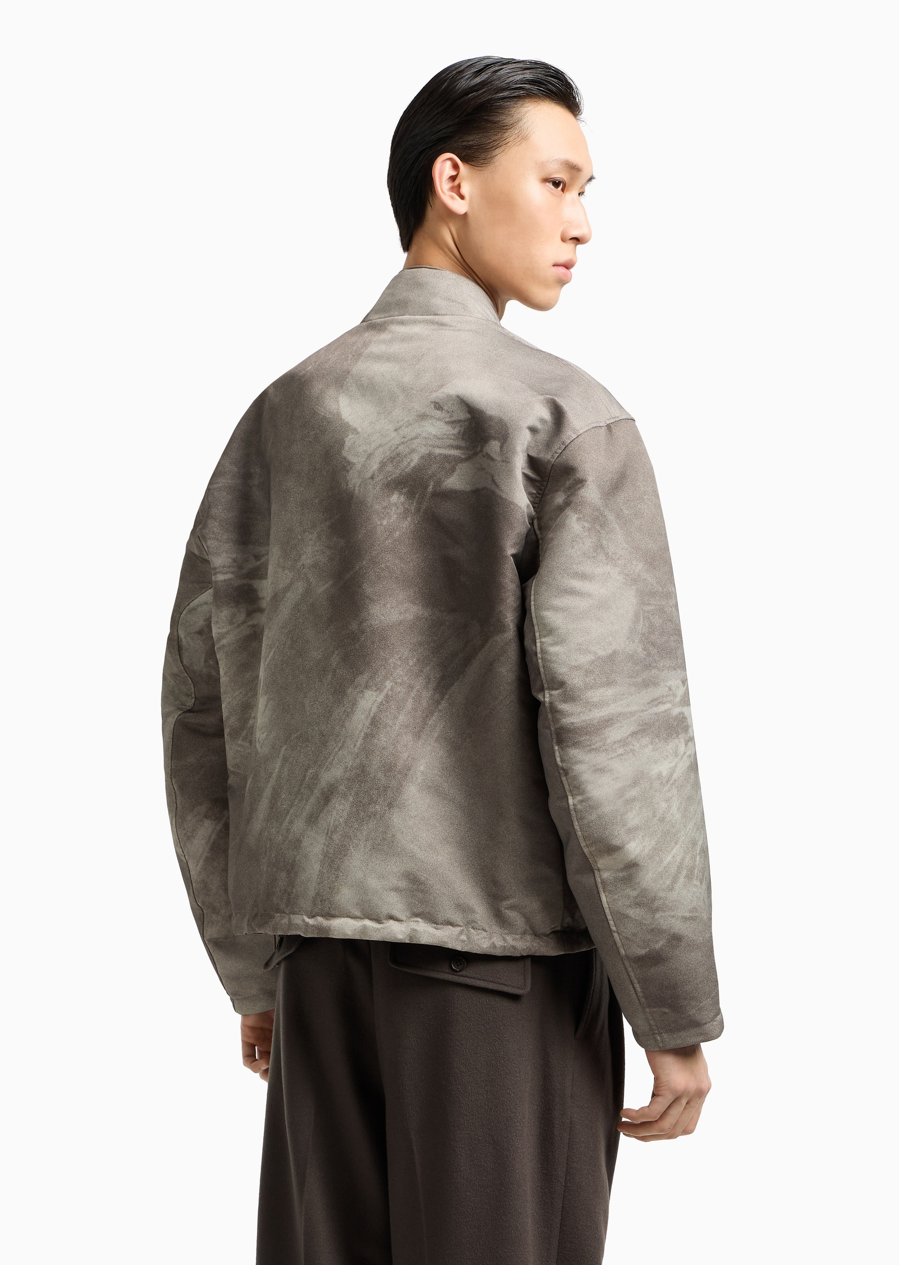 Emporio Armani 男士短款长袖棒球领双面两穿拉链棉服