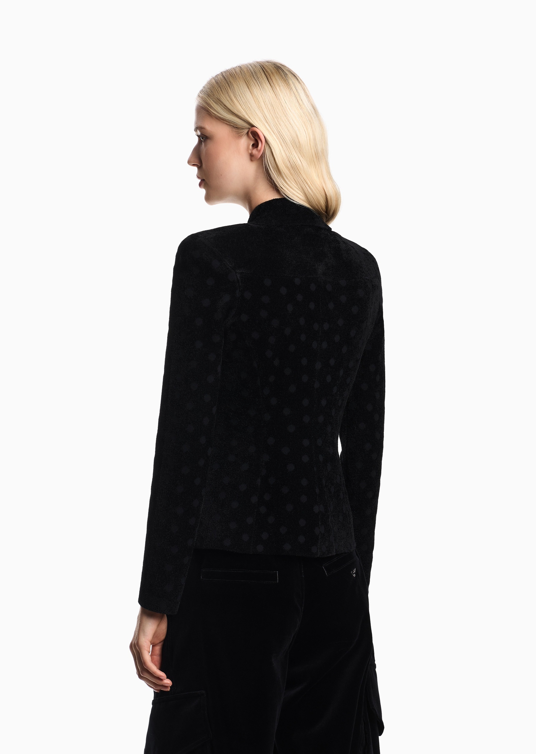Emporio Armani 女士修身长袖波点提花蝴蝶结西装外套