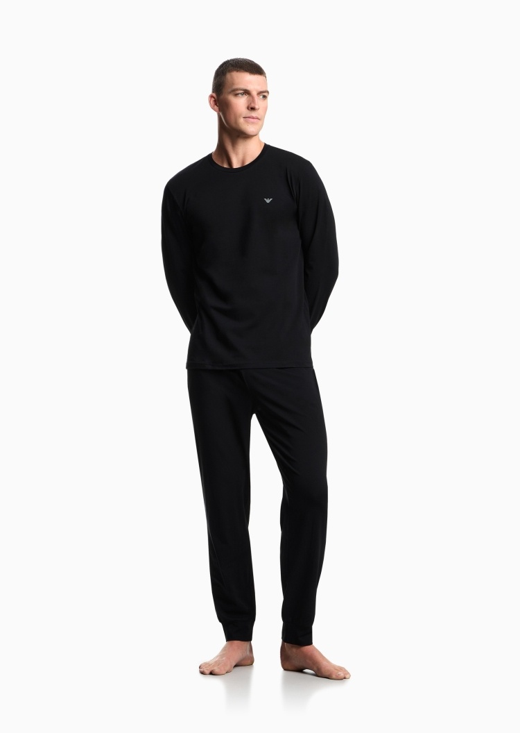 Emporio Armani 男士纯棉弹力长袖T恤长裤家居套装