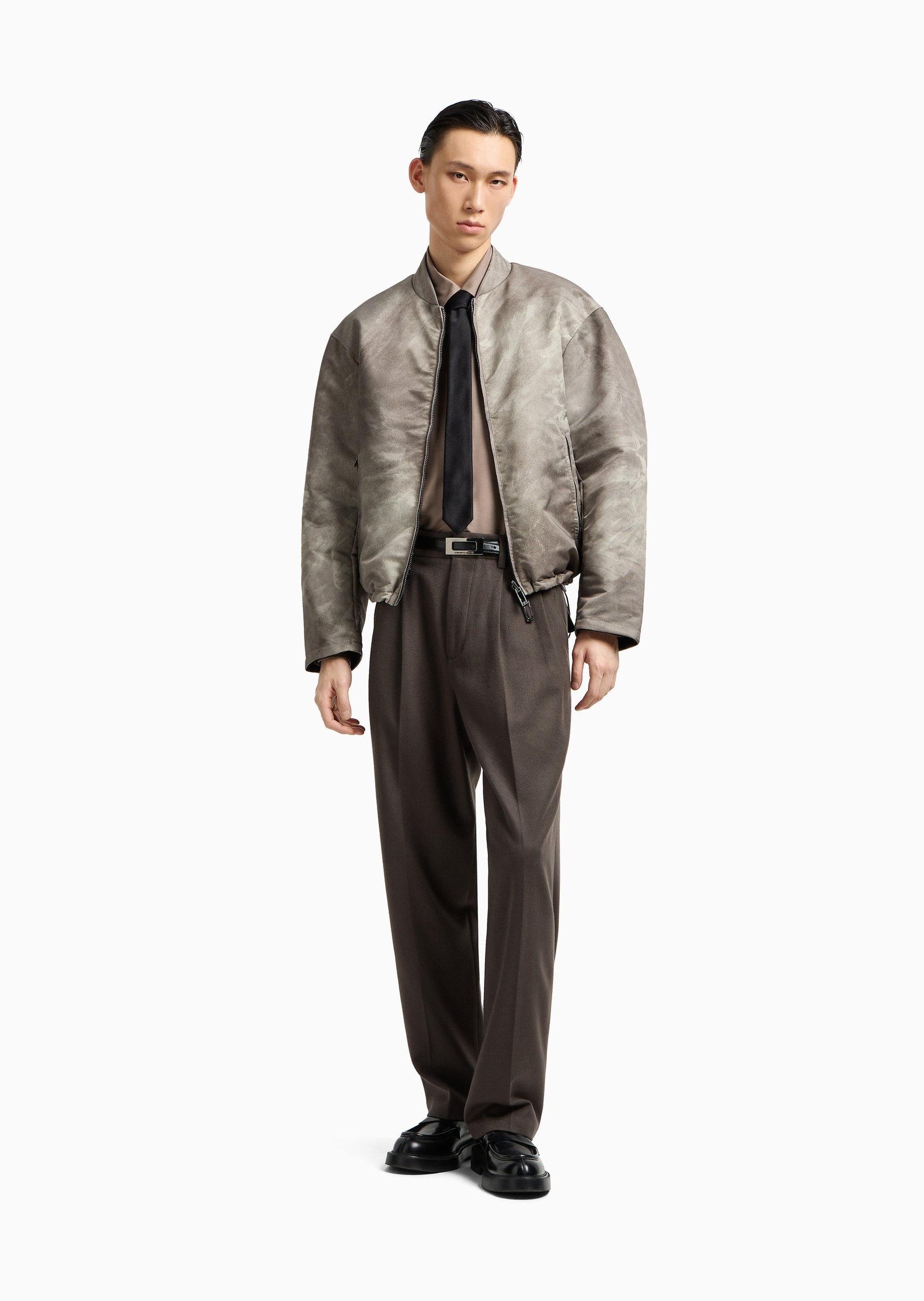 Emporio Armani 男士短款长袖棒球领双面两穿拉链棉服