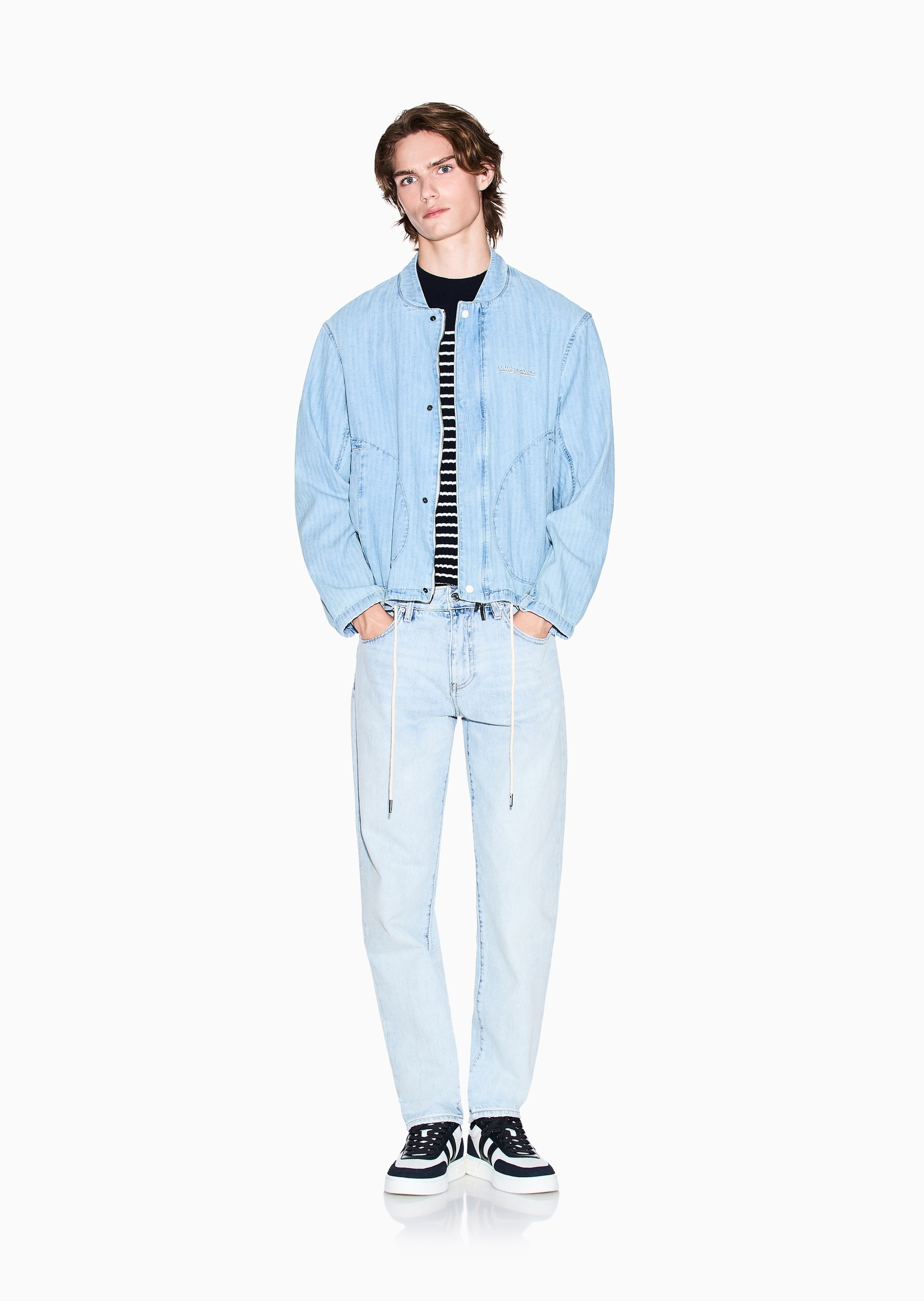 ARMANI EXCHANGE 男士全棉长袖棒球领刺绣标识夹克