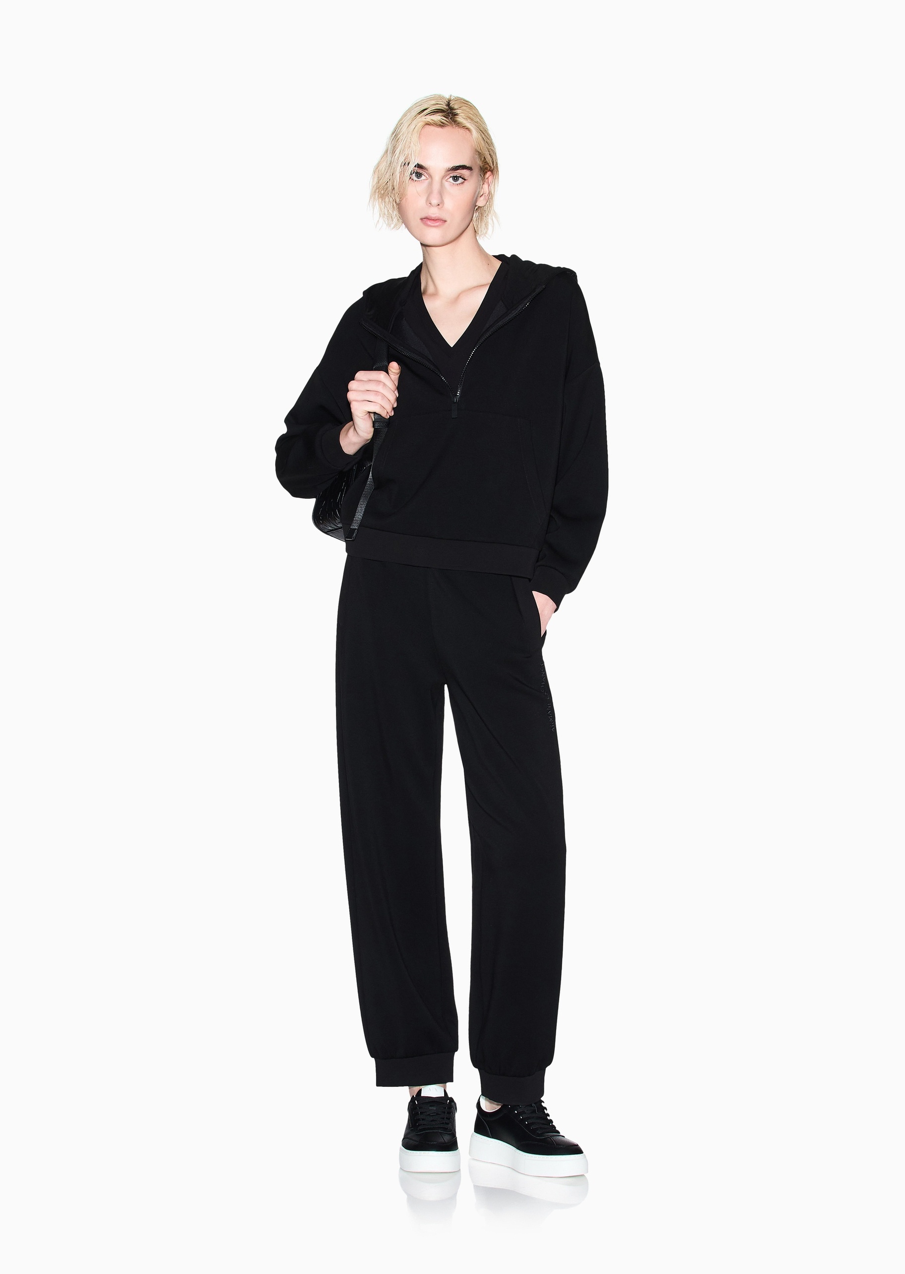 ARMANI EXCHANGE 女士连帽半拉链套头宽松运动风卫衣